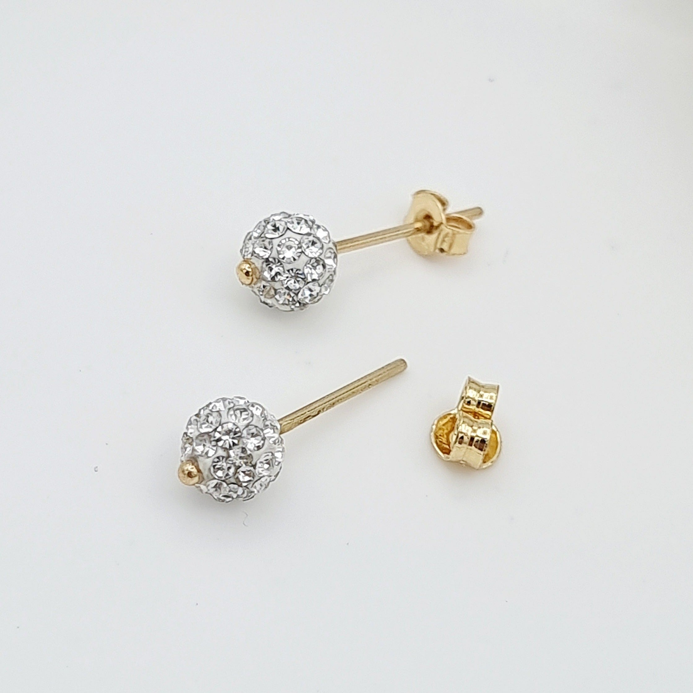 18K Pure Gold Ball Stud Earring Set