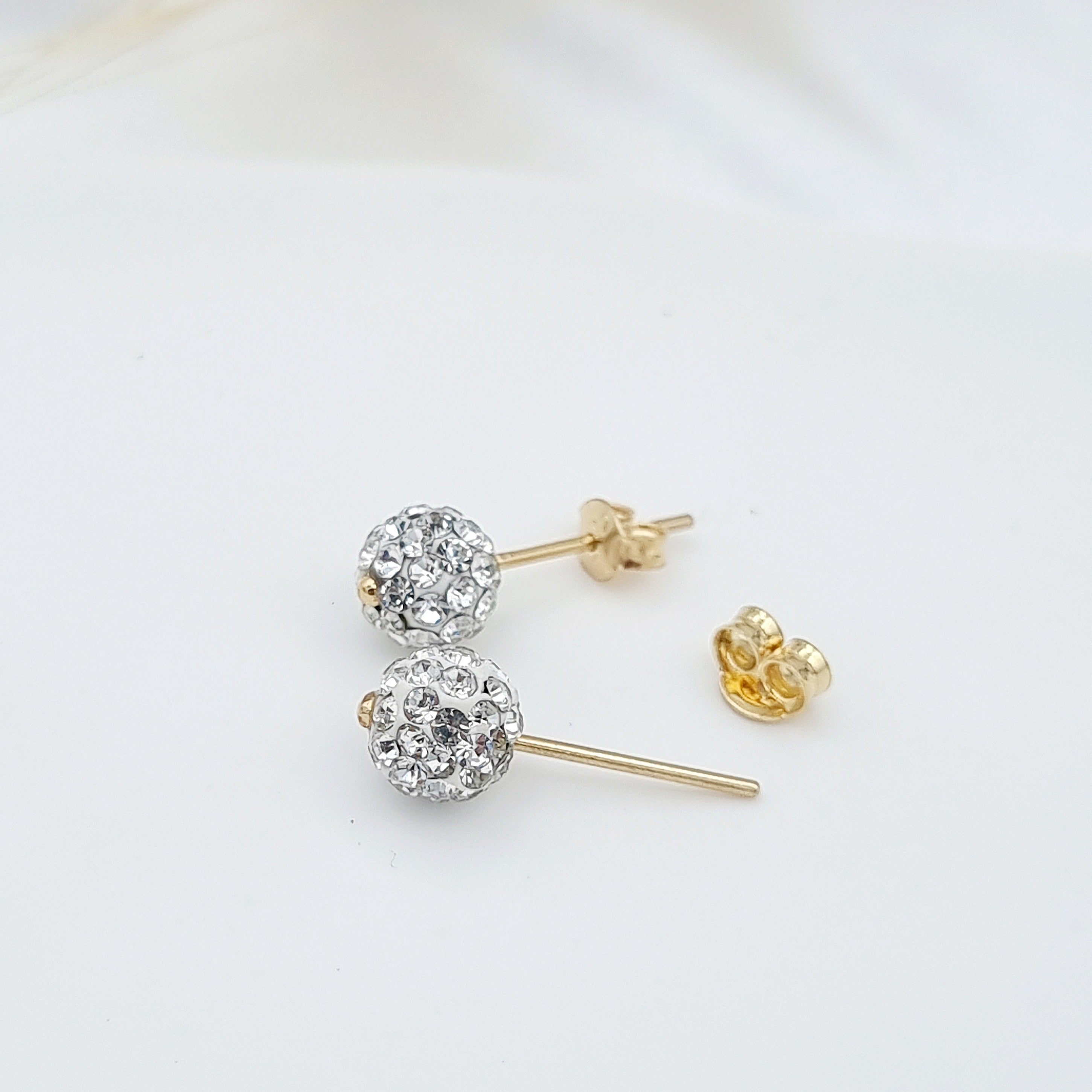 18K Pure Gold Ball Stud Earring Set