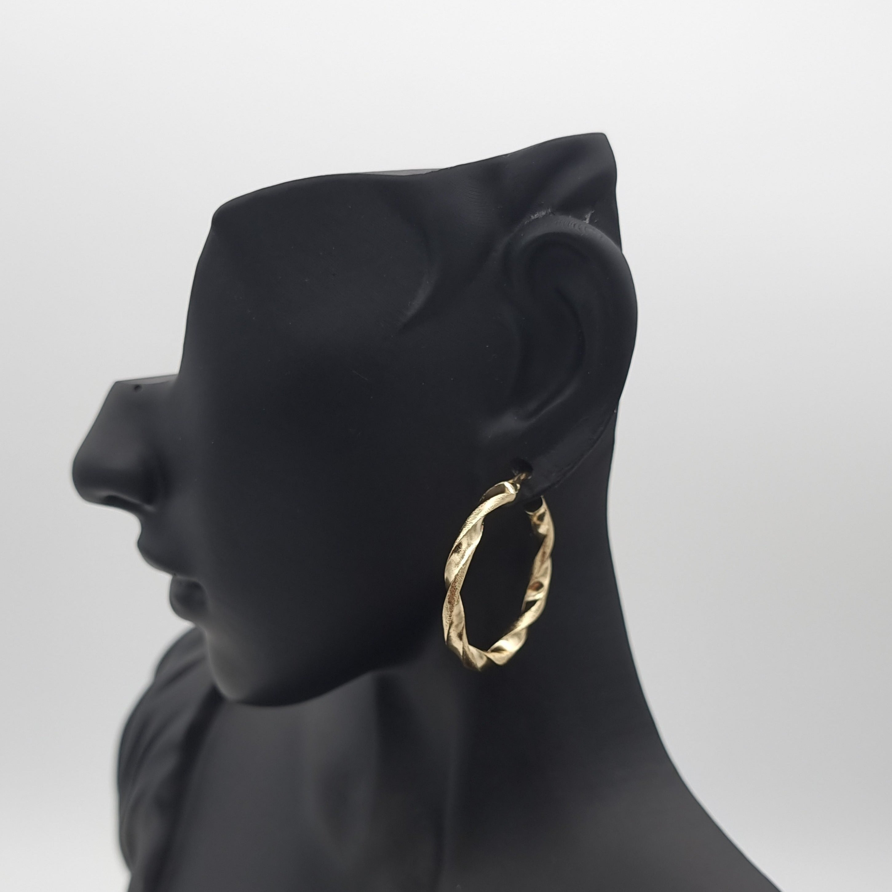 18K Pure Gold Twisted Round Earring Set