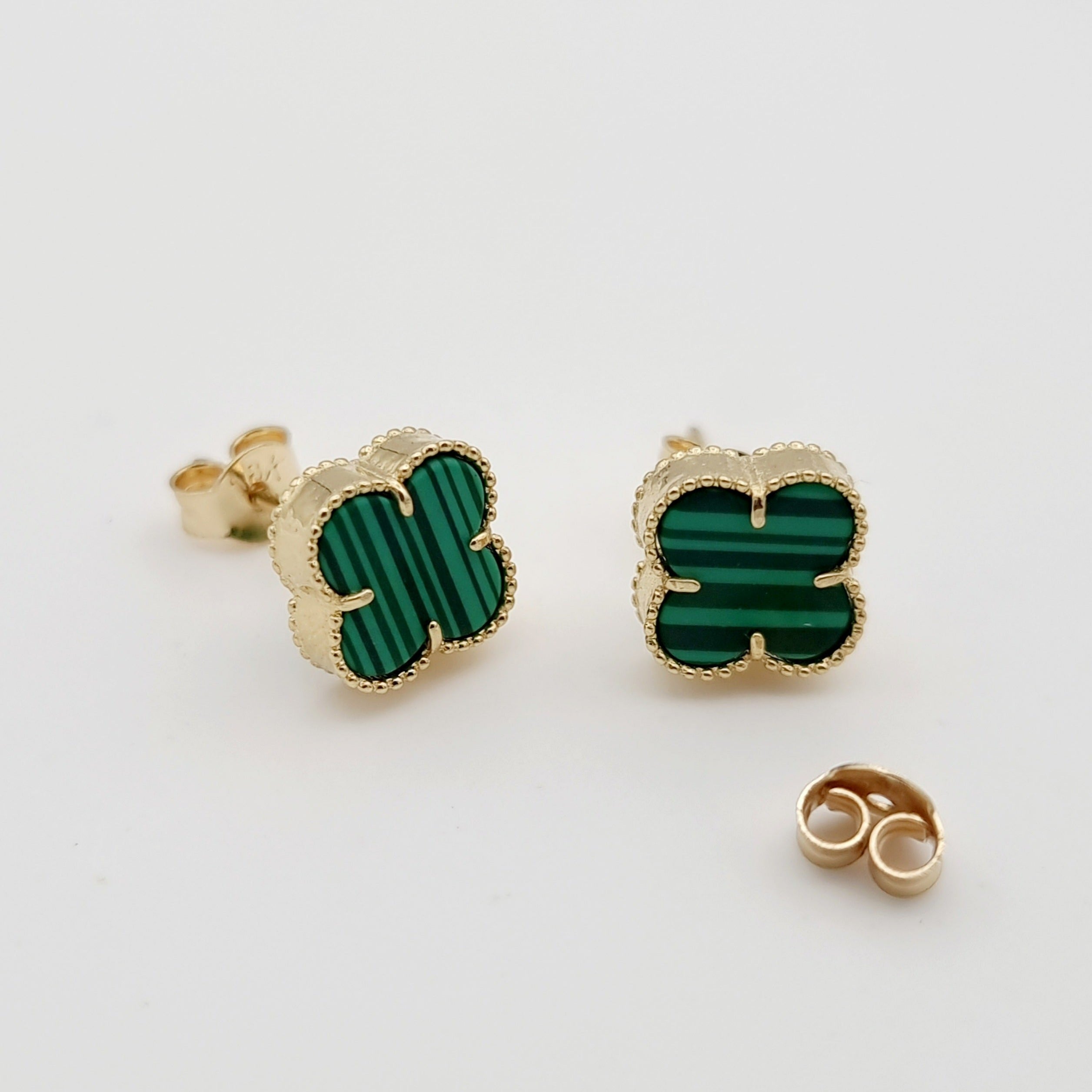 18K Pure Gold V.C Green Earring Set