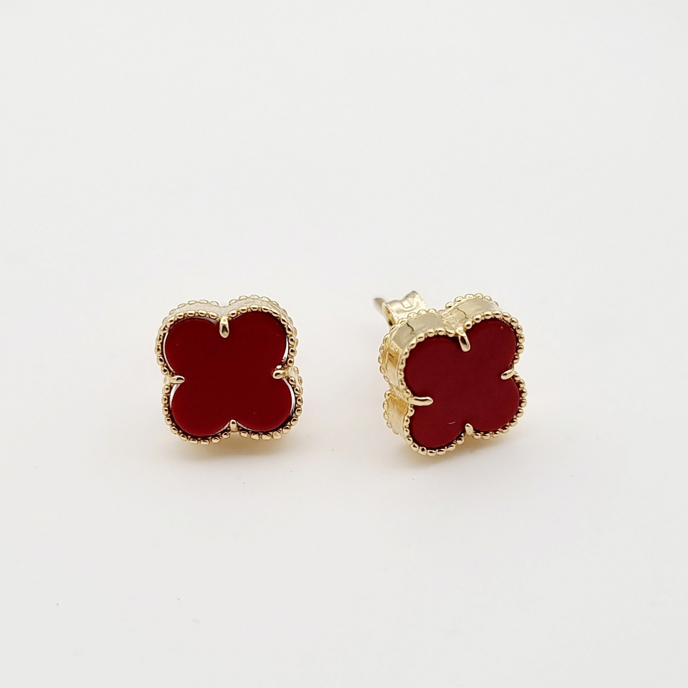 18K Pure Gold V.C Red Earring Set