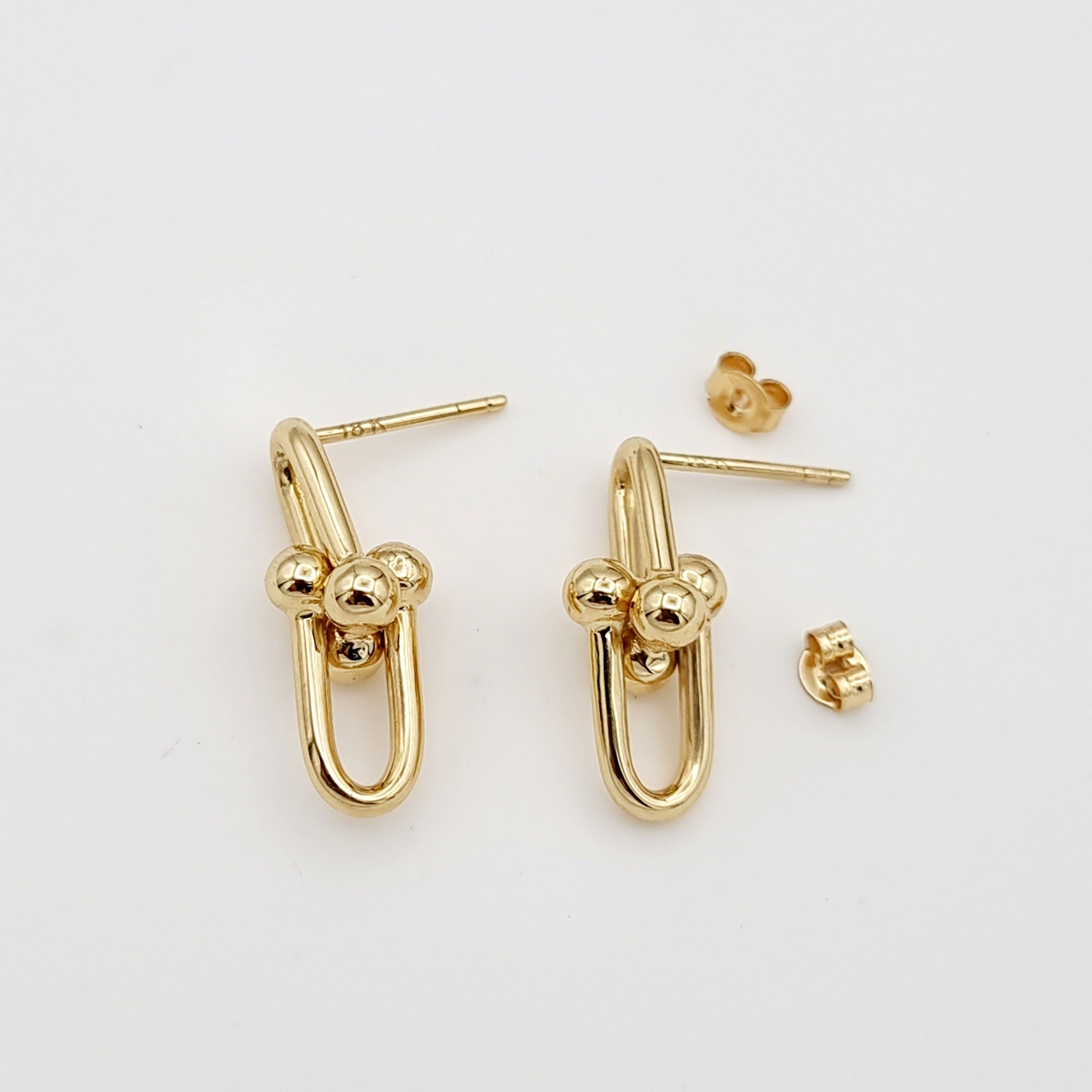 18K Pure Gold U-Link Earring Set