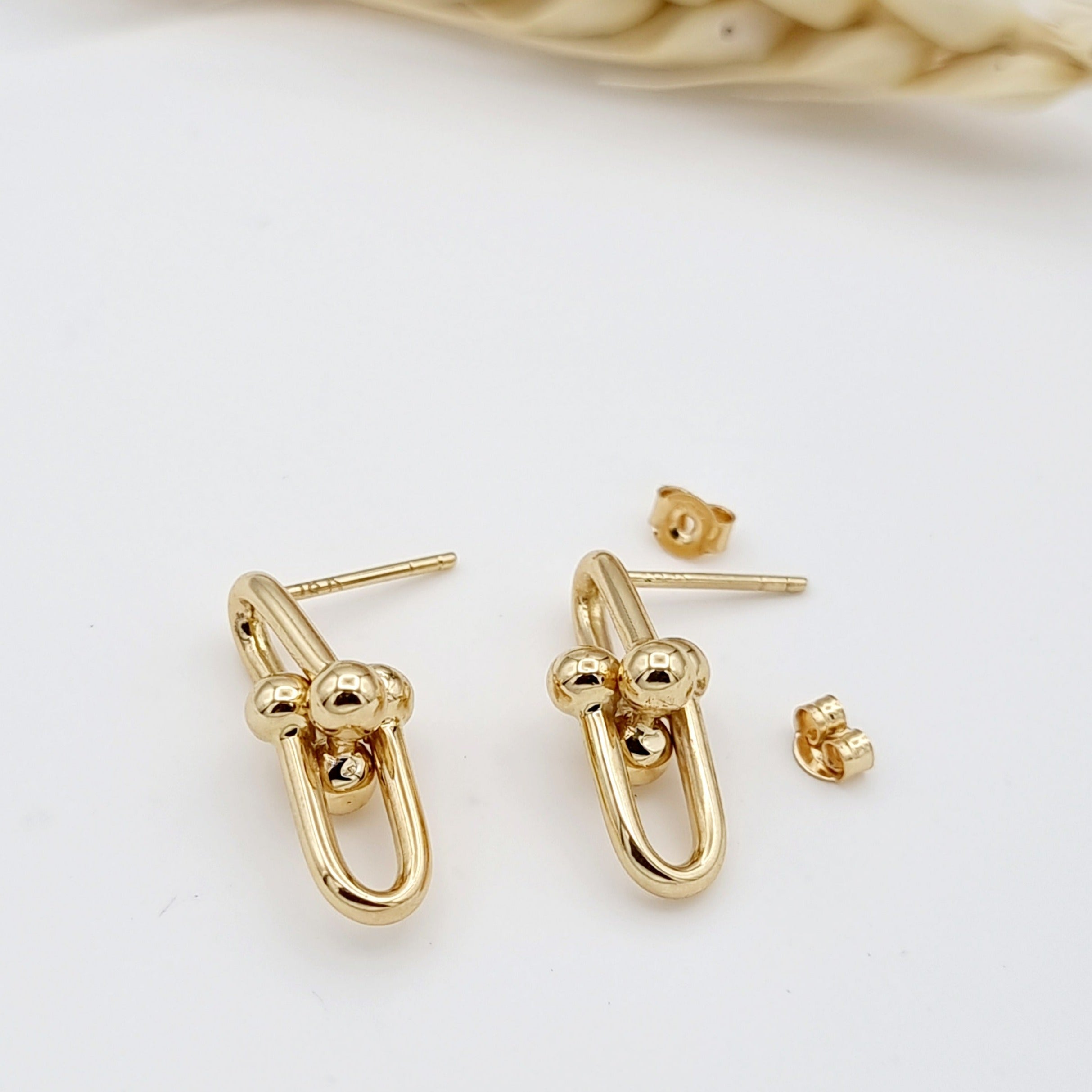 18K Pure Gold U-Link Earring Set