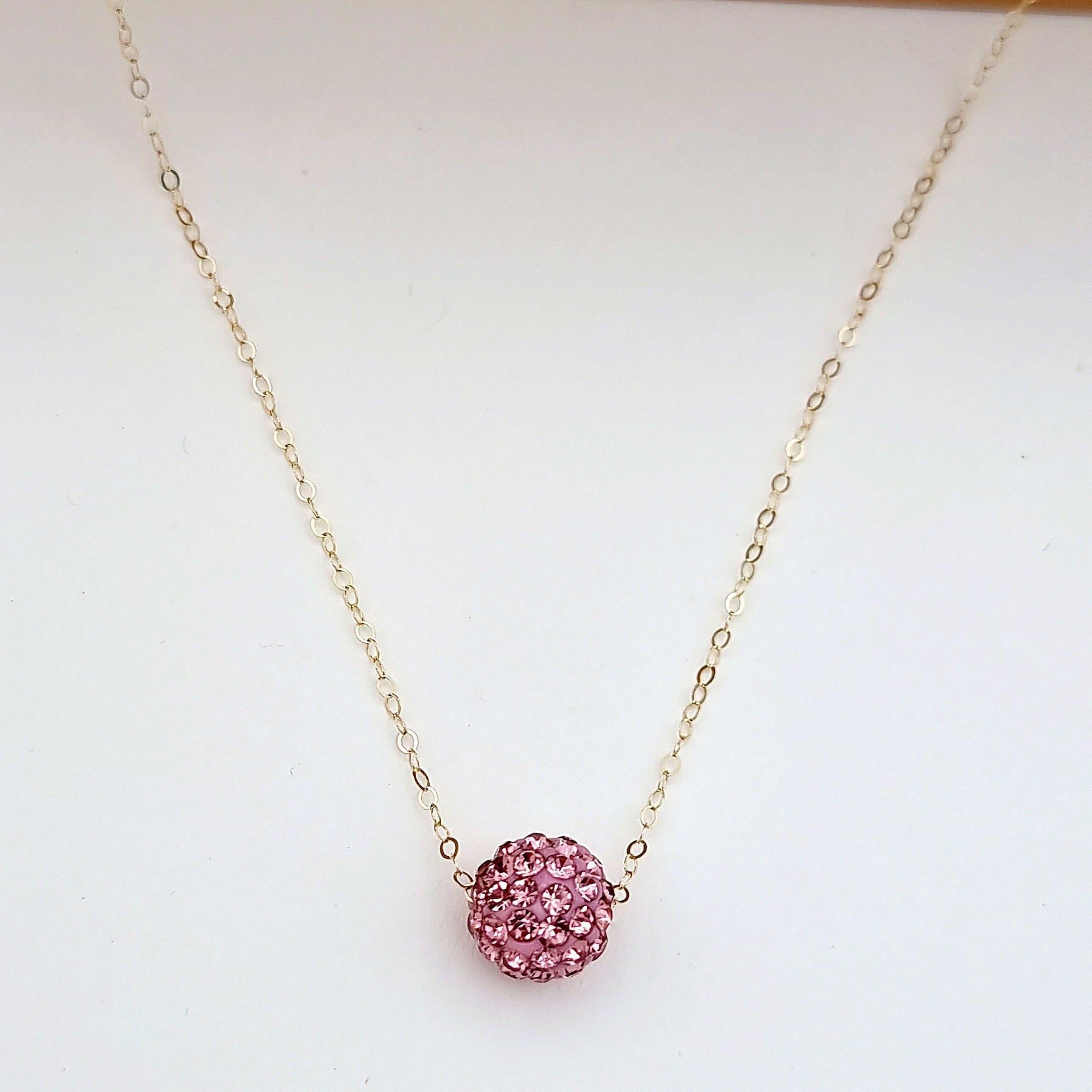 18K Pure Gold Light Pink Seed Necklace