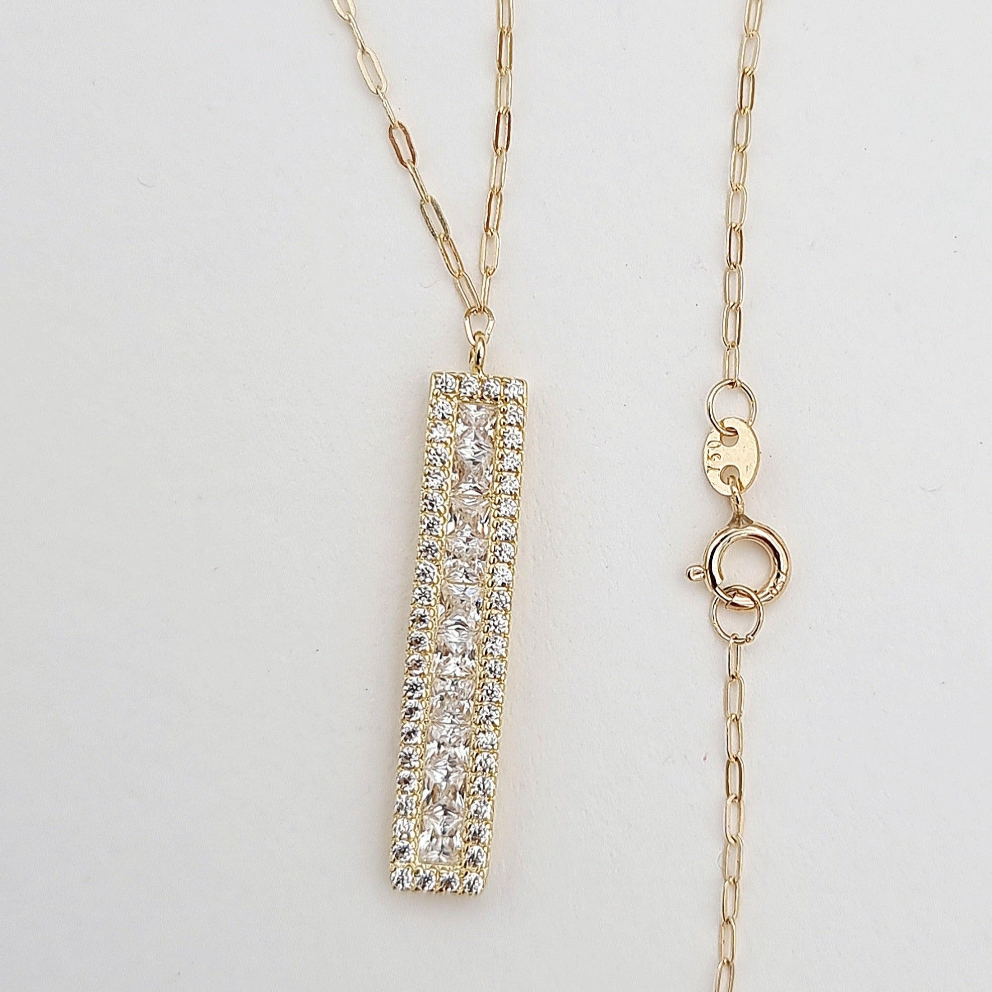 18K Pure Gold White Long Stone Necklace