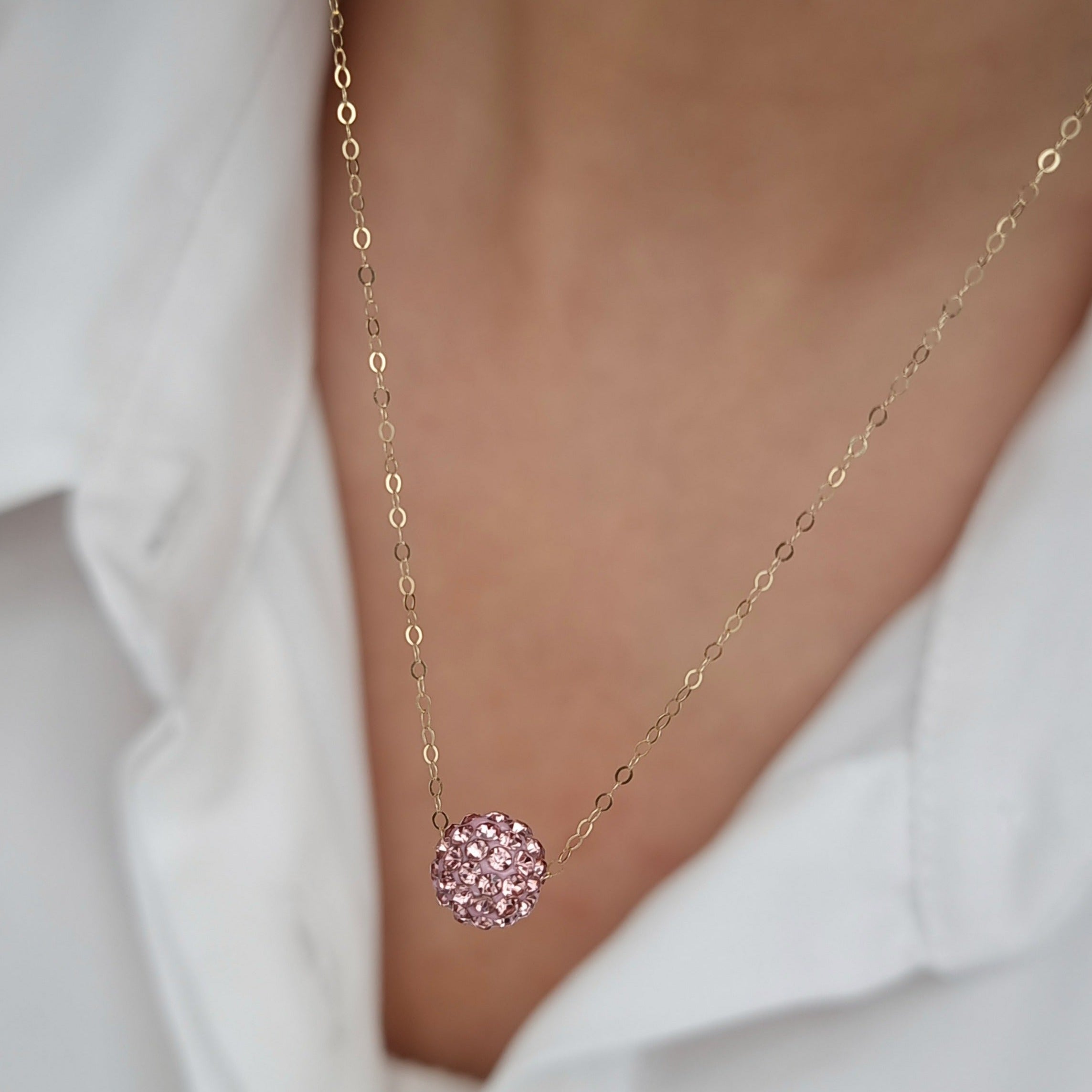 18K Pure Gold Light Pink Seed Necklace