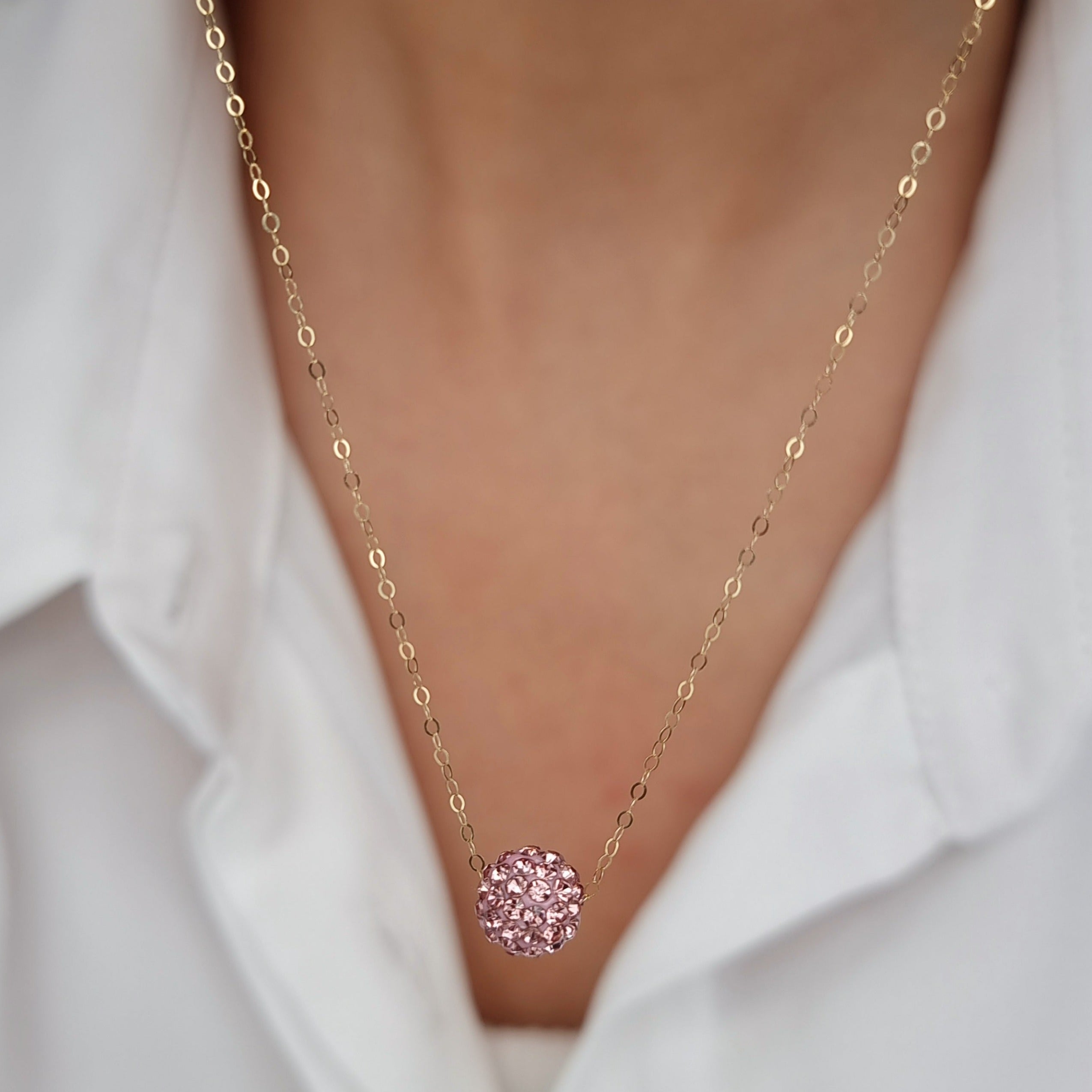 18K Pure Gold Light Pink Seed Necklace