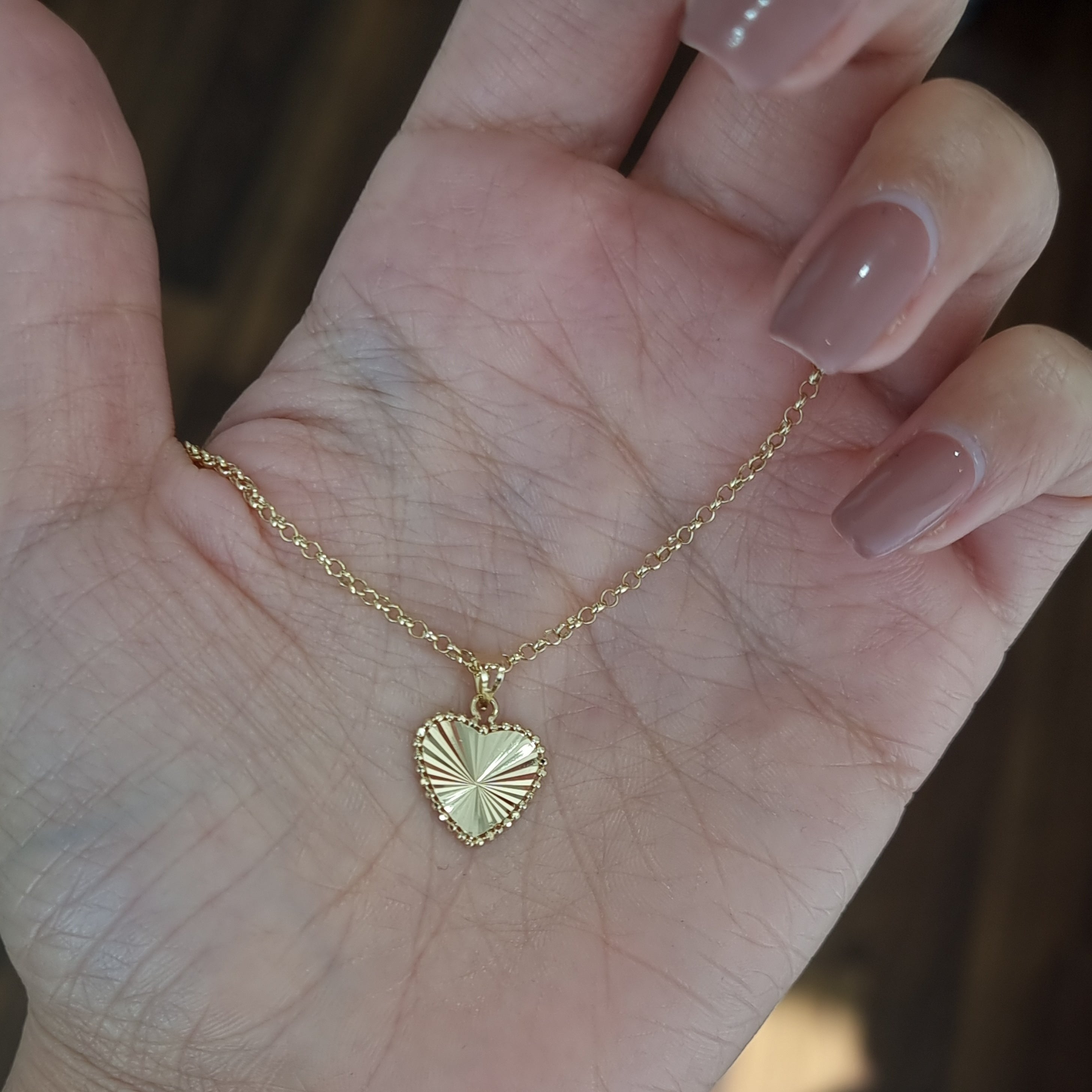 18K Pure Gold Heart Jewelry Set