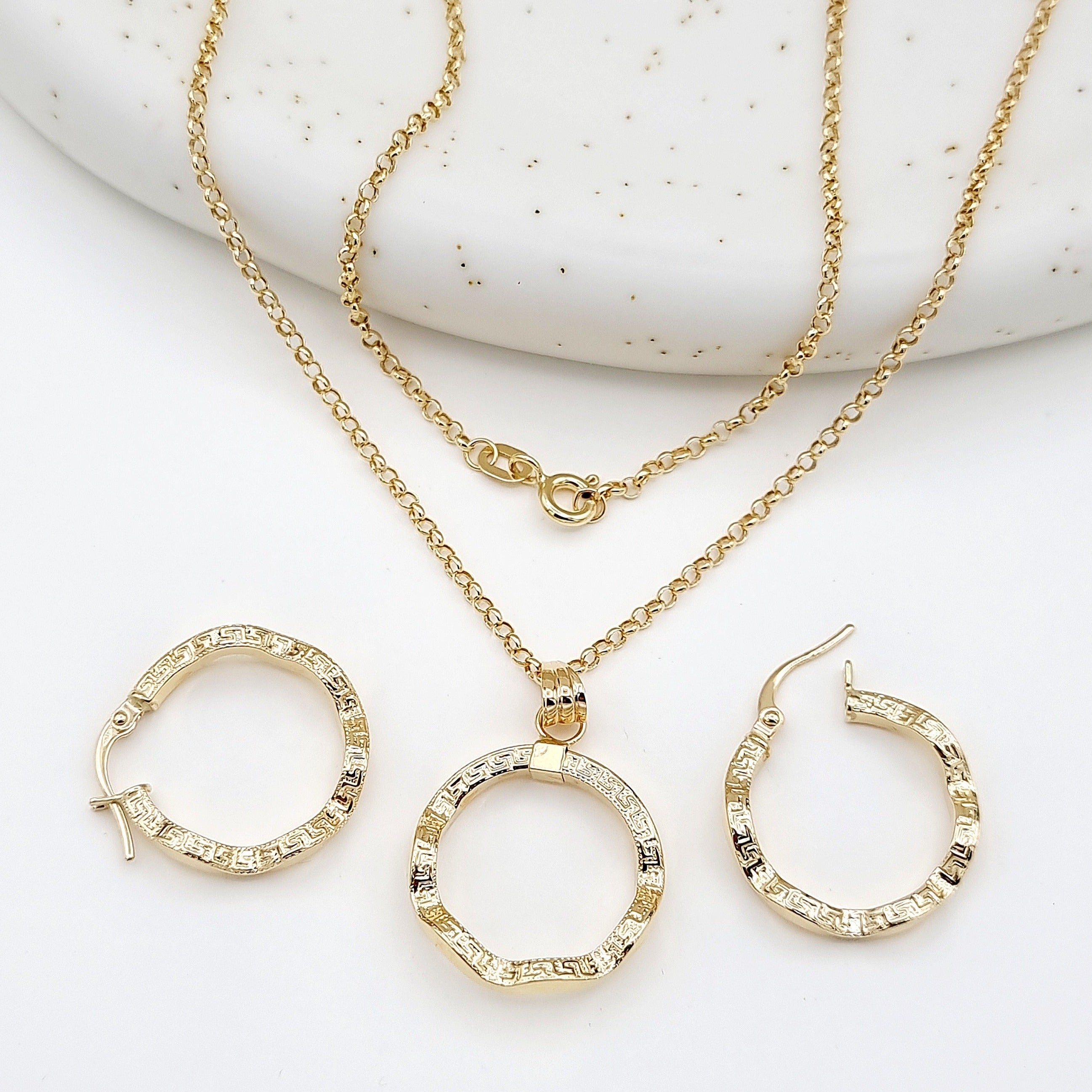 18K Pure Gold Twisted Round Jewelry Set