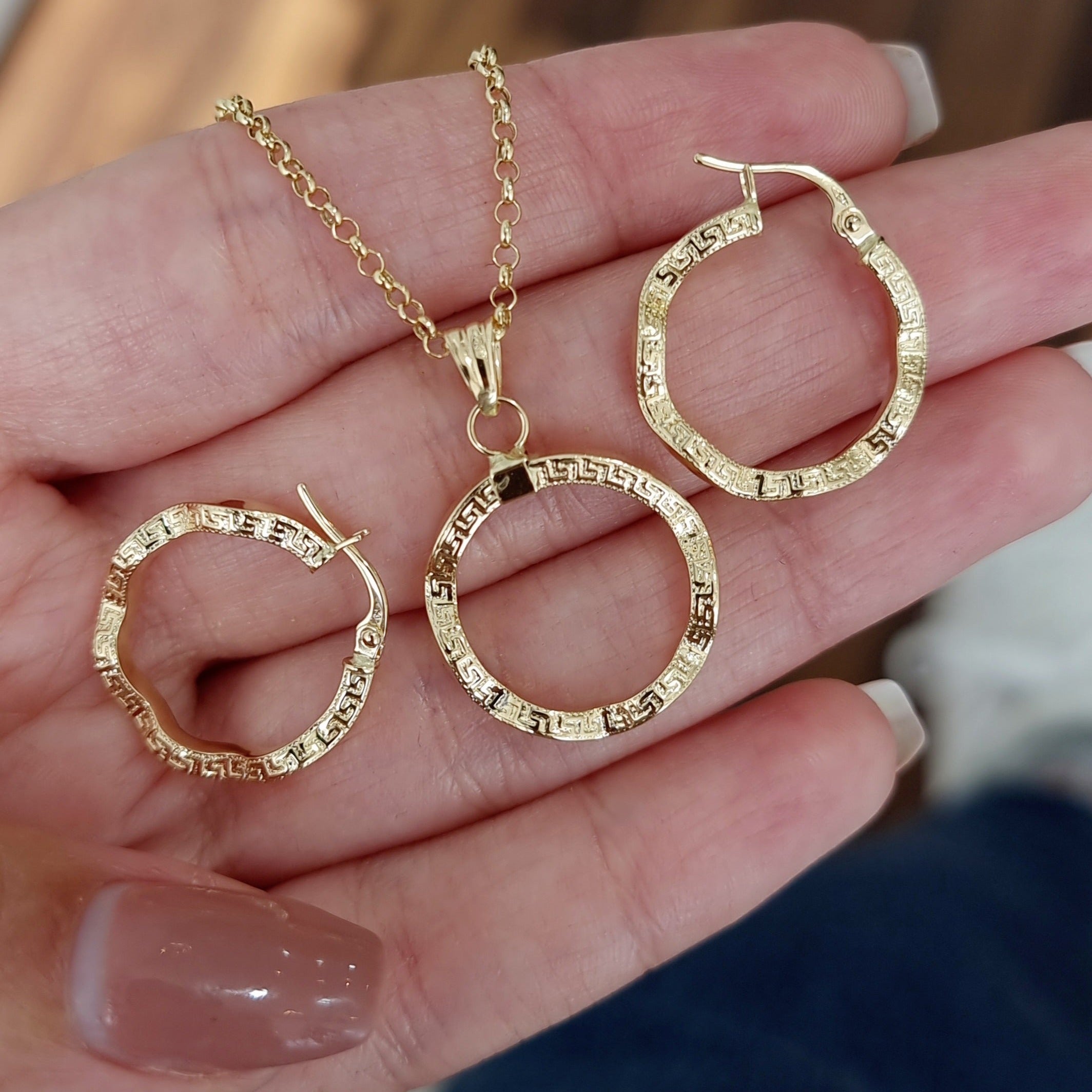 18K Pure Gold Twisted Round Jewelry Set