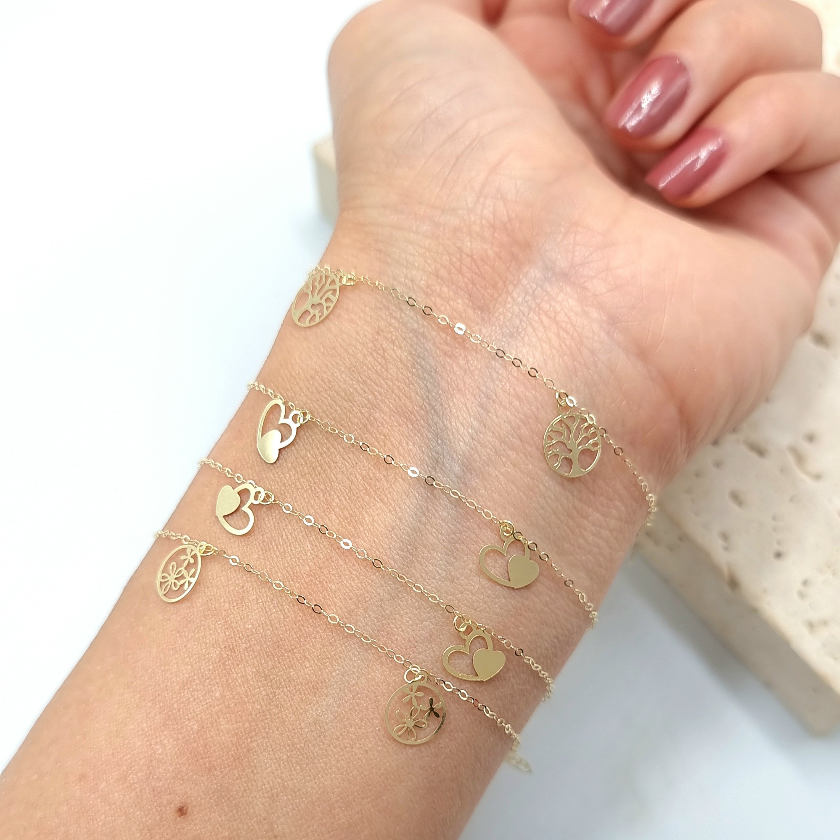 18K Pure Gold Flower Bracelet