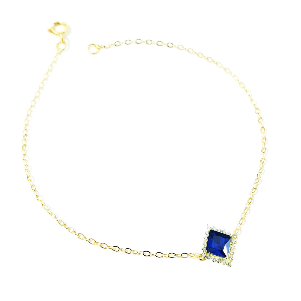 18K Pure Gold Blue Stone Bracelet