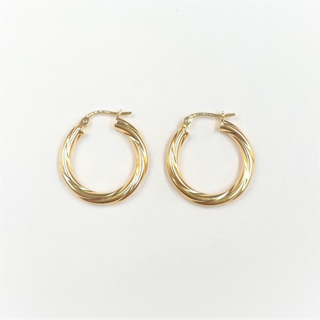 18K Pure Gold Twisted Hoop Earring Set