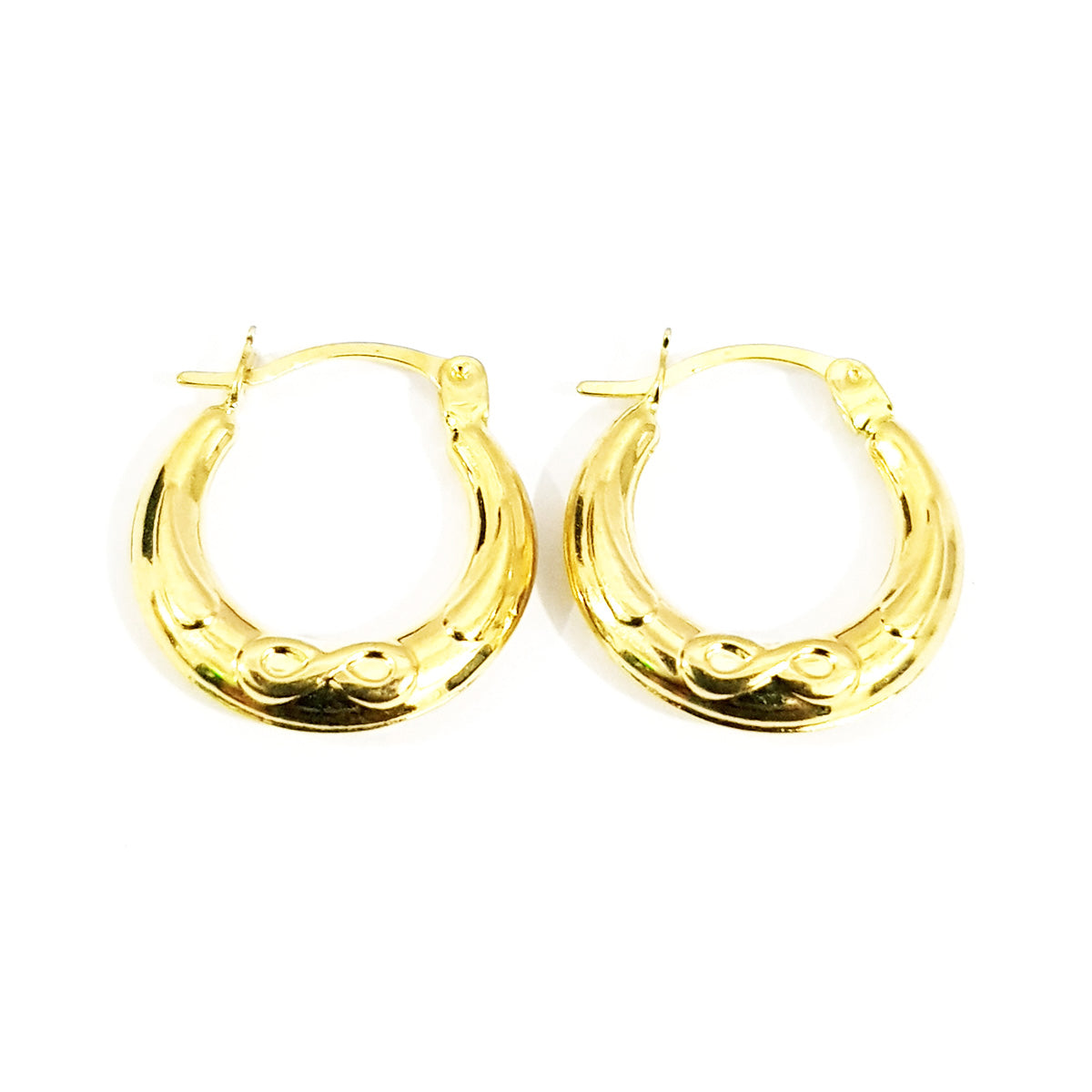 18K Pure Gold Hoop w/ Infinity Design Earrings