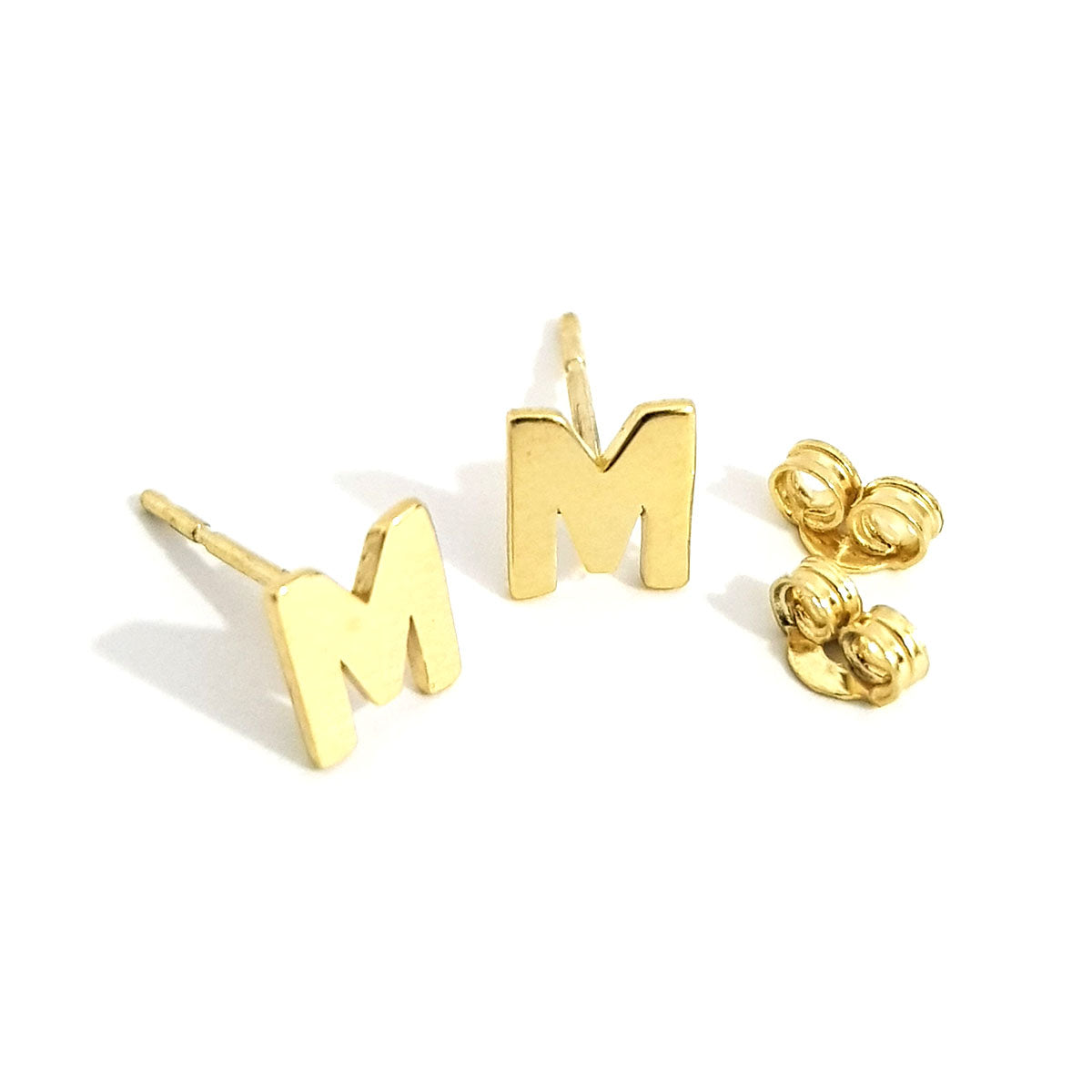 18K Pure Gold Letter M Stud Earrings Earrings For Women 18K Gold