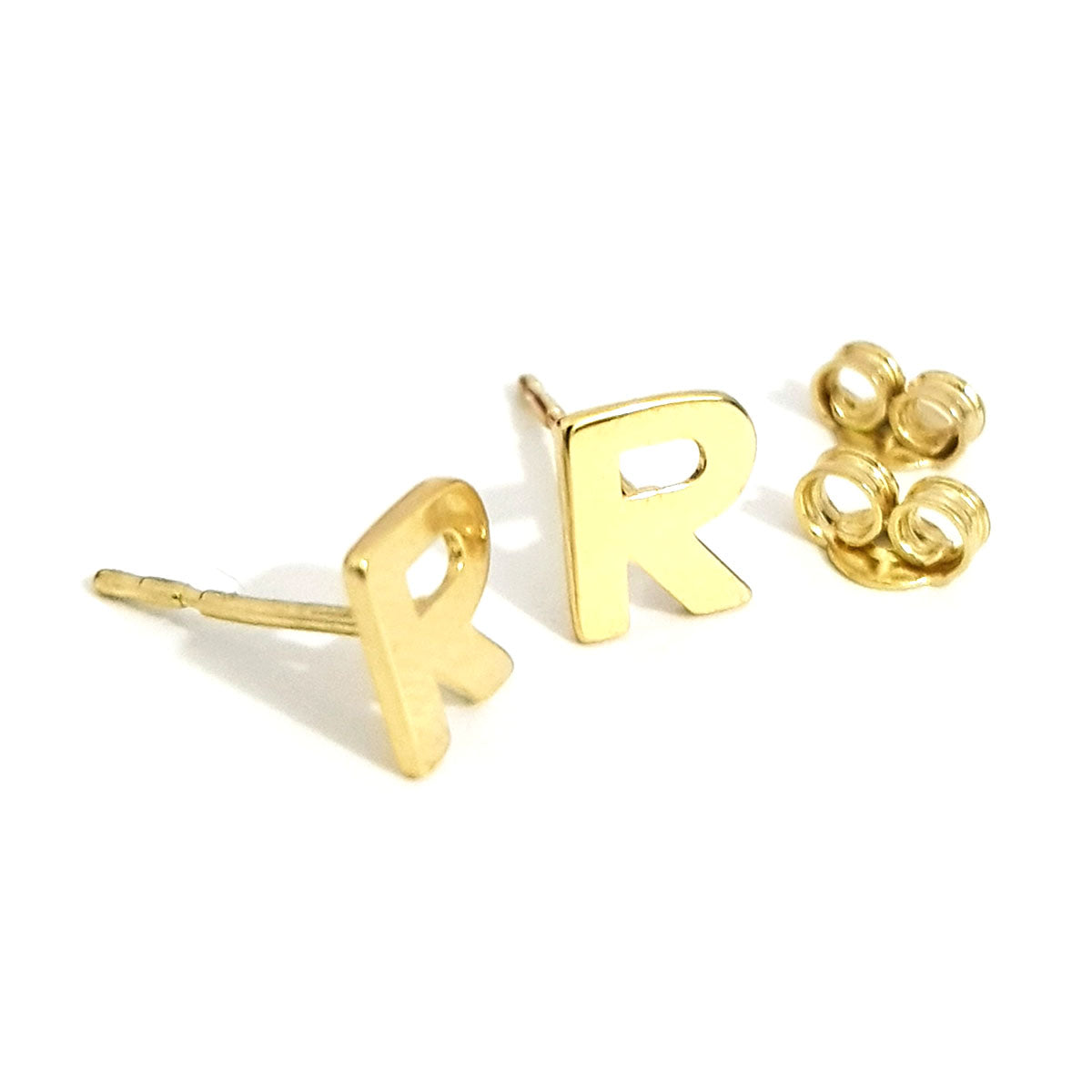 18K Pure Gold Letter R Stud Earrings | Earrings For Women | 18K Gold ...