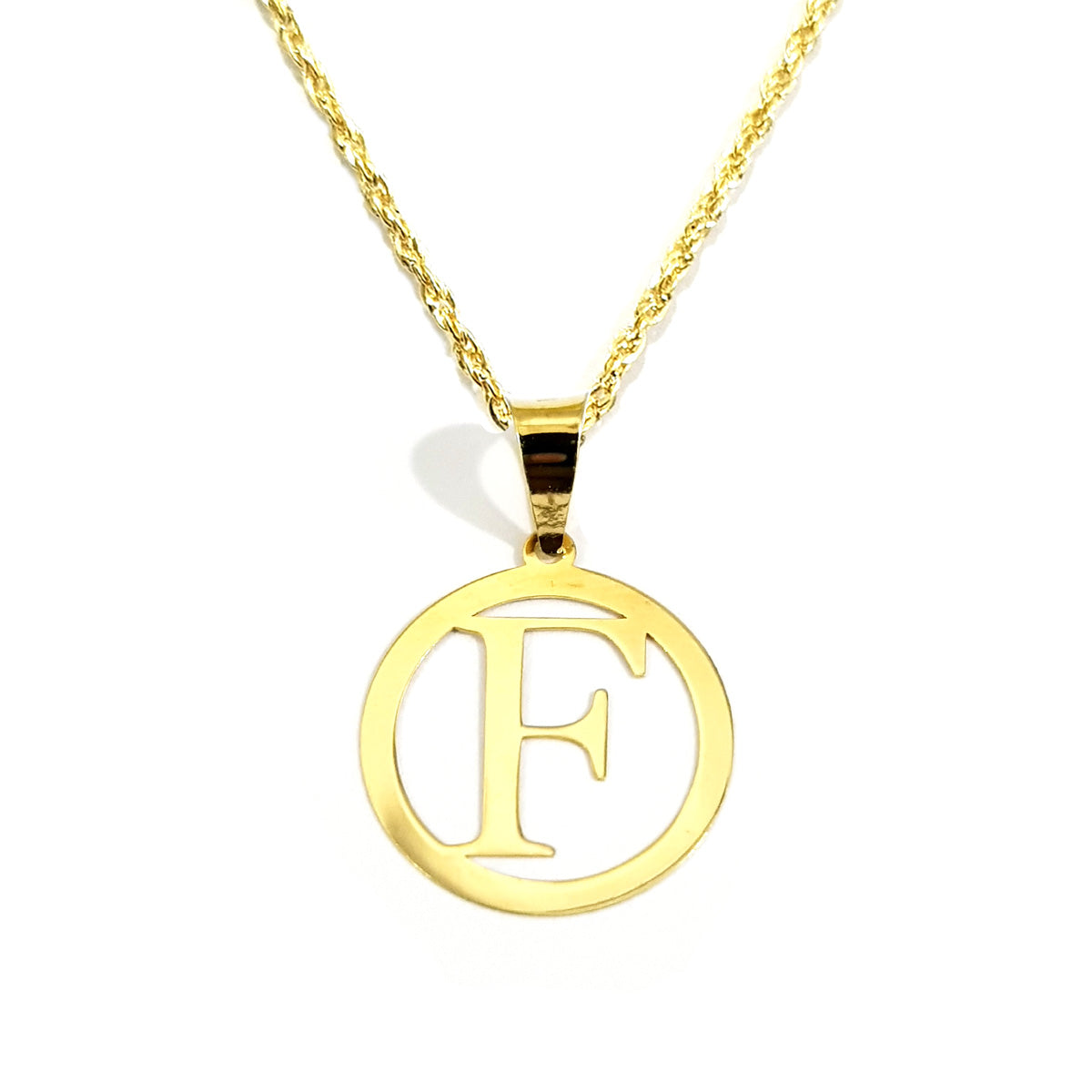 18K Pure Gold Letter F Design Necklace