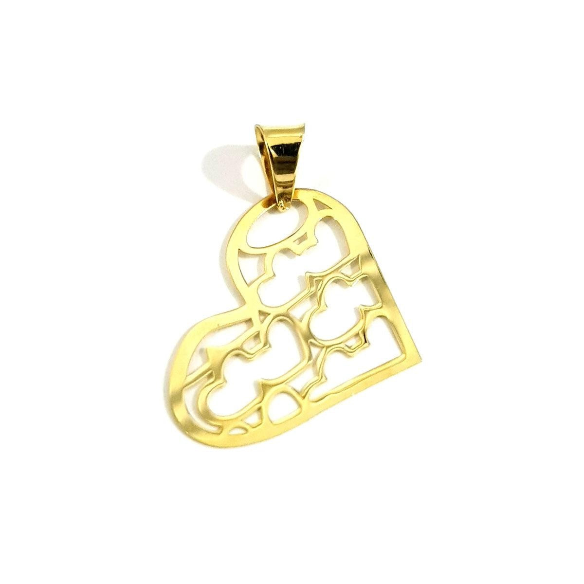 18K Pure Gold Heart Design Pendant
