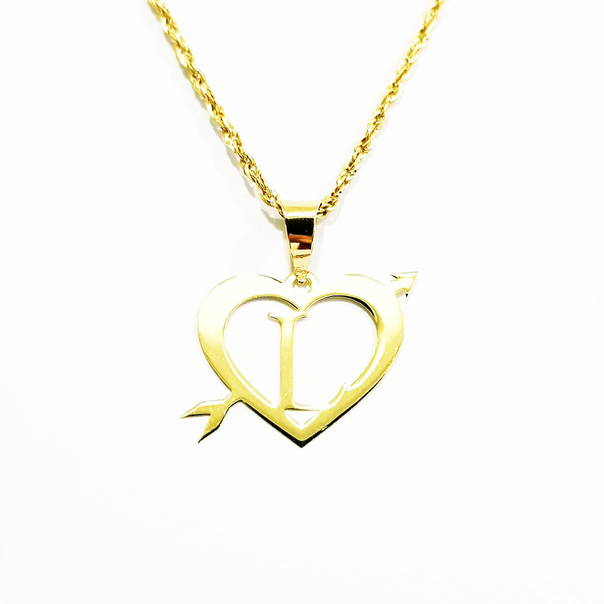 18K Pure Gold Heart Letter L Necklace