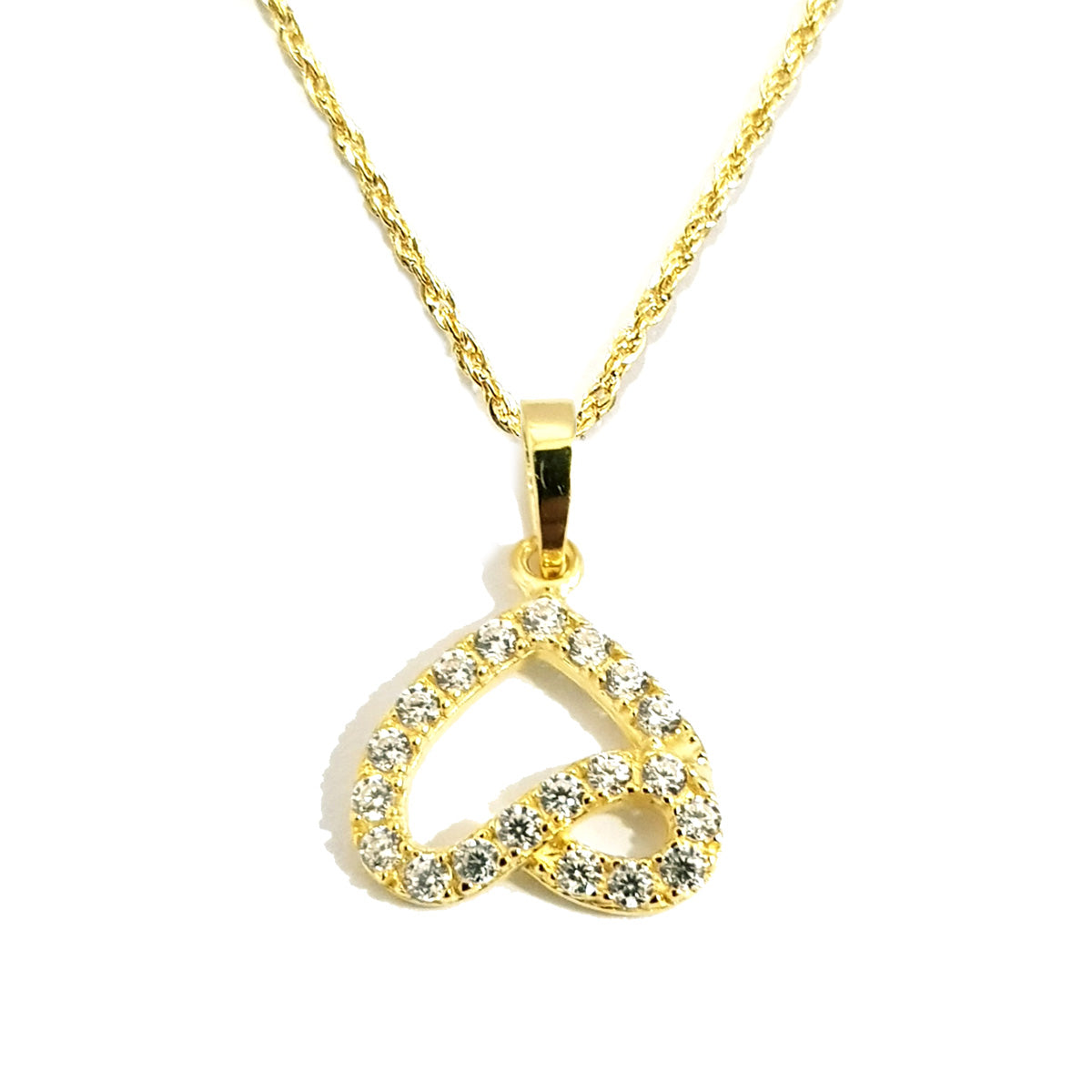 18K Pure Gold Heart Design With Zircon Stone Necklace