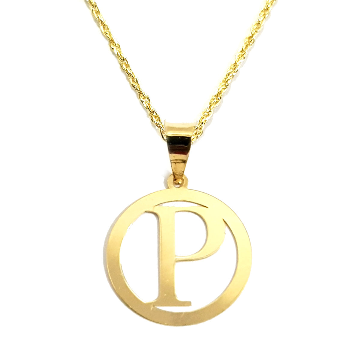 18K Pure Gold Letter P Design Necklace