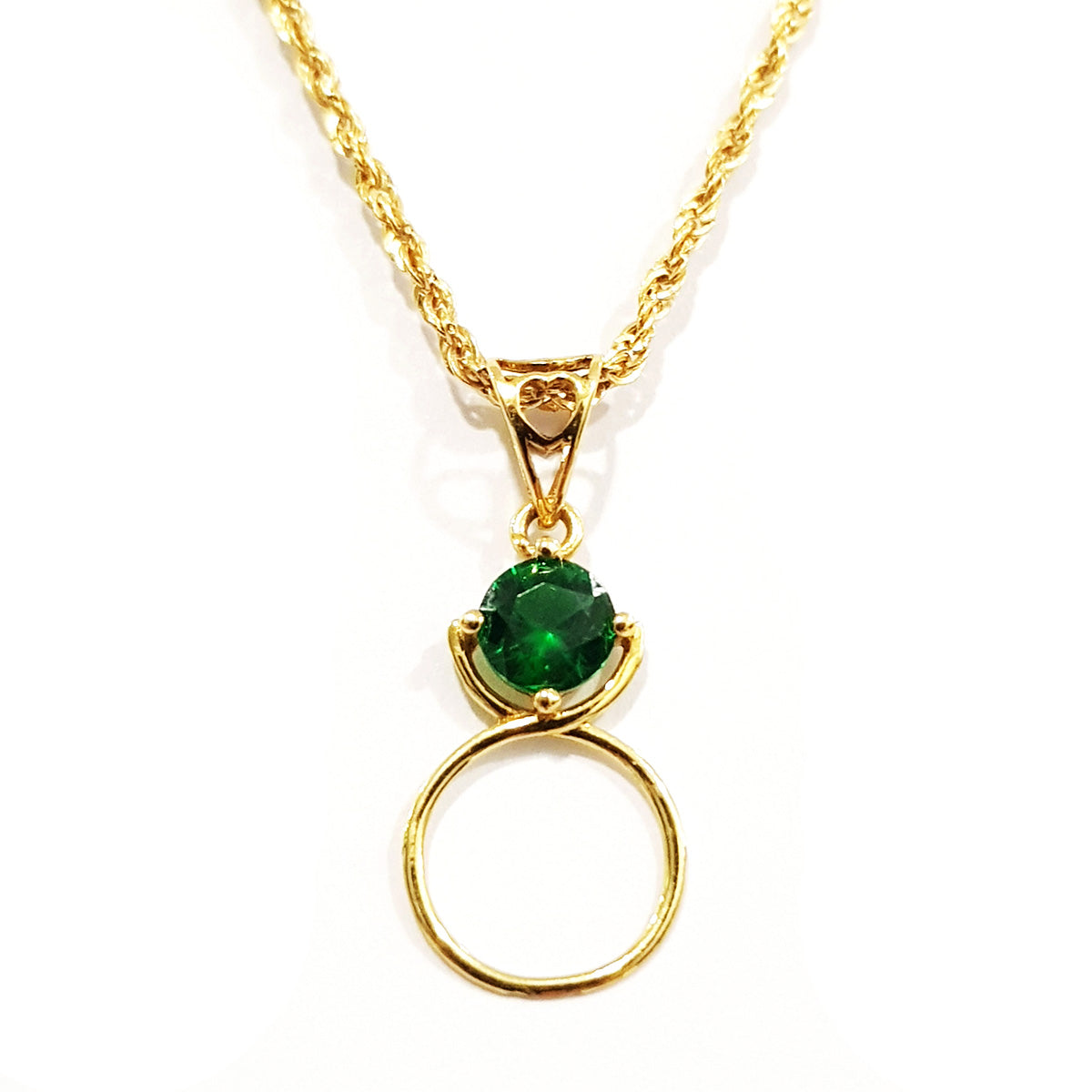 18K Pure Gold Ring Necklace