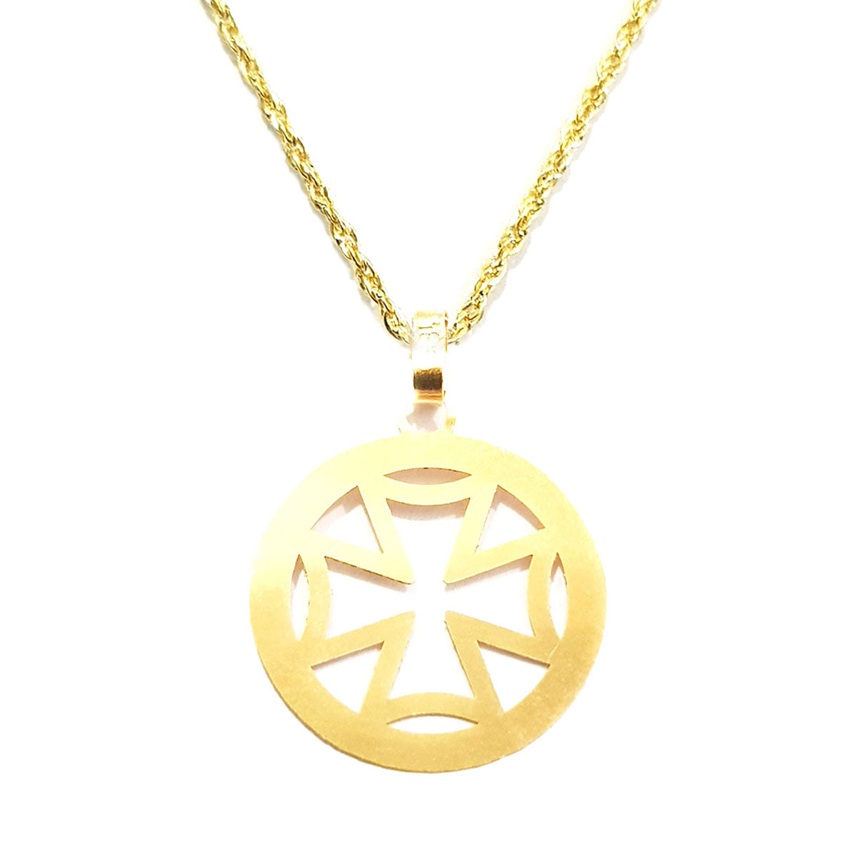 18K Pure Gold Cross Design Necklace