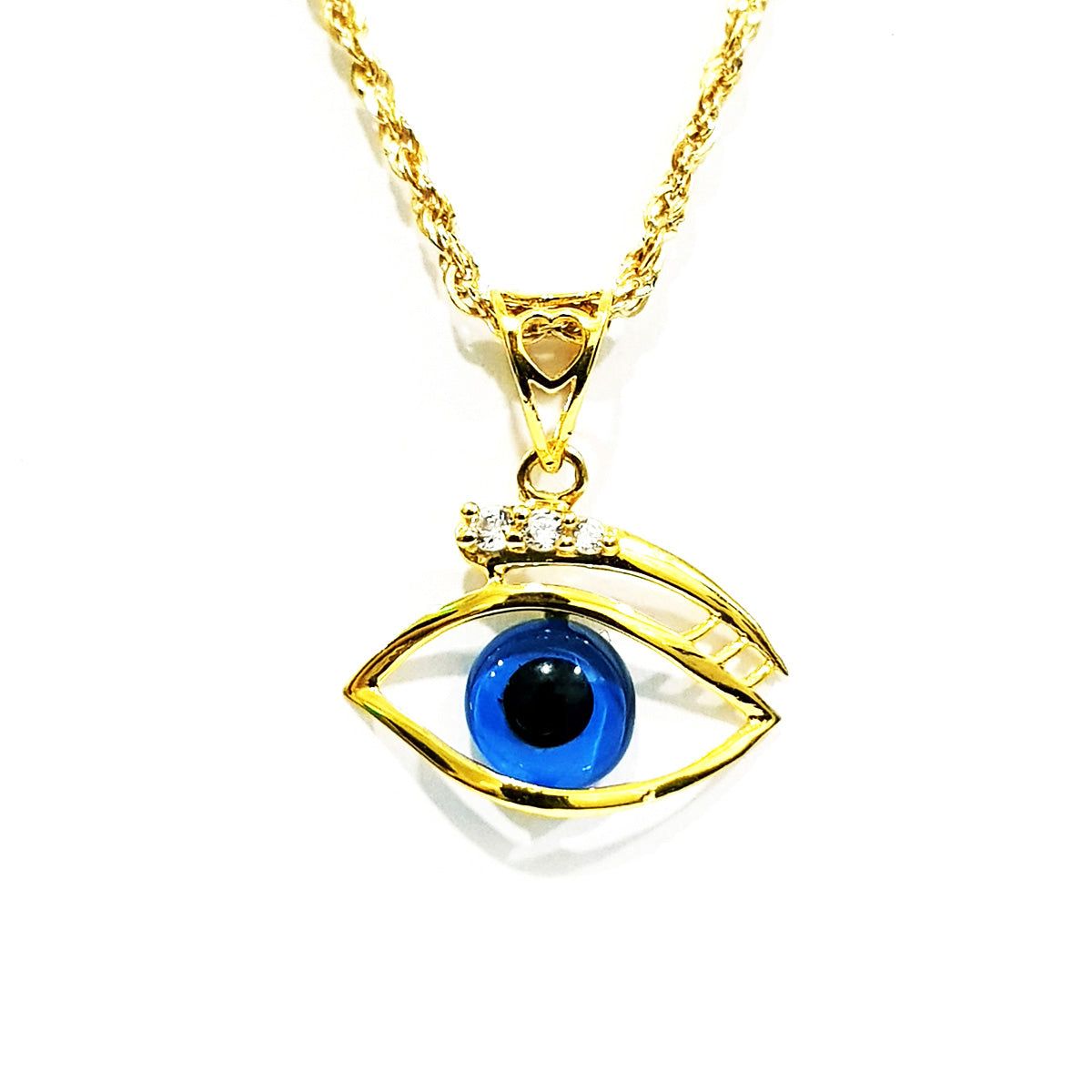 18K Pure Gold Eye Necklace