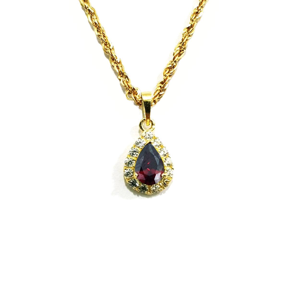 18K Pure Gold Birthstone (January) Necklace
