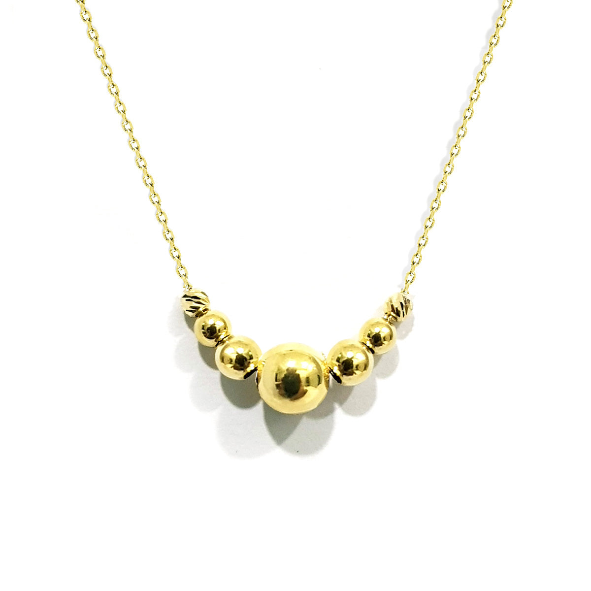 18K Pure Gold 7 Balls Design Necklace