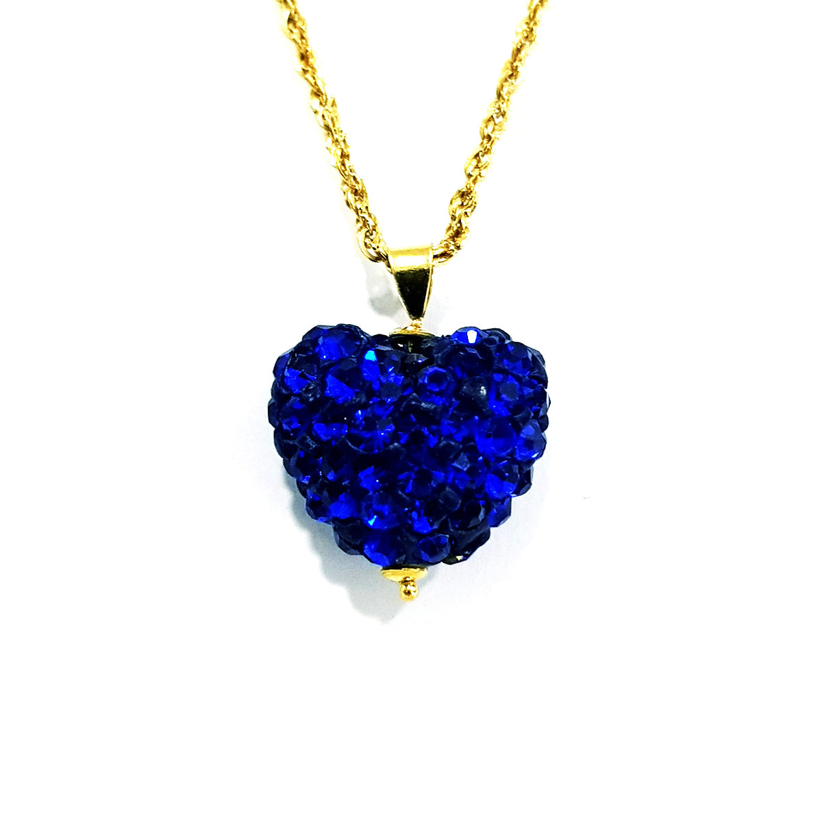 18K Pure Gold Heart Swarski Necklace