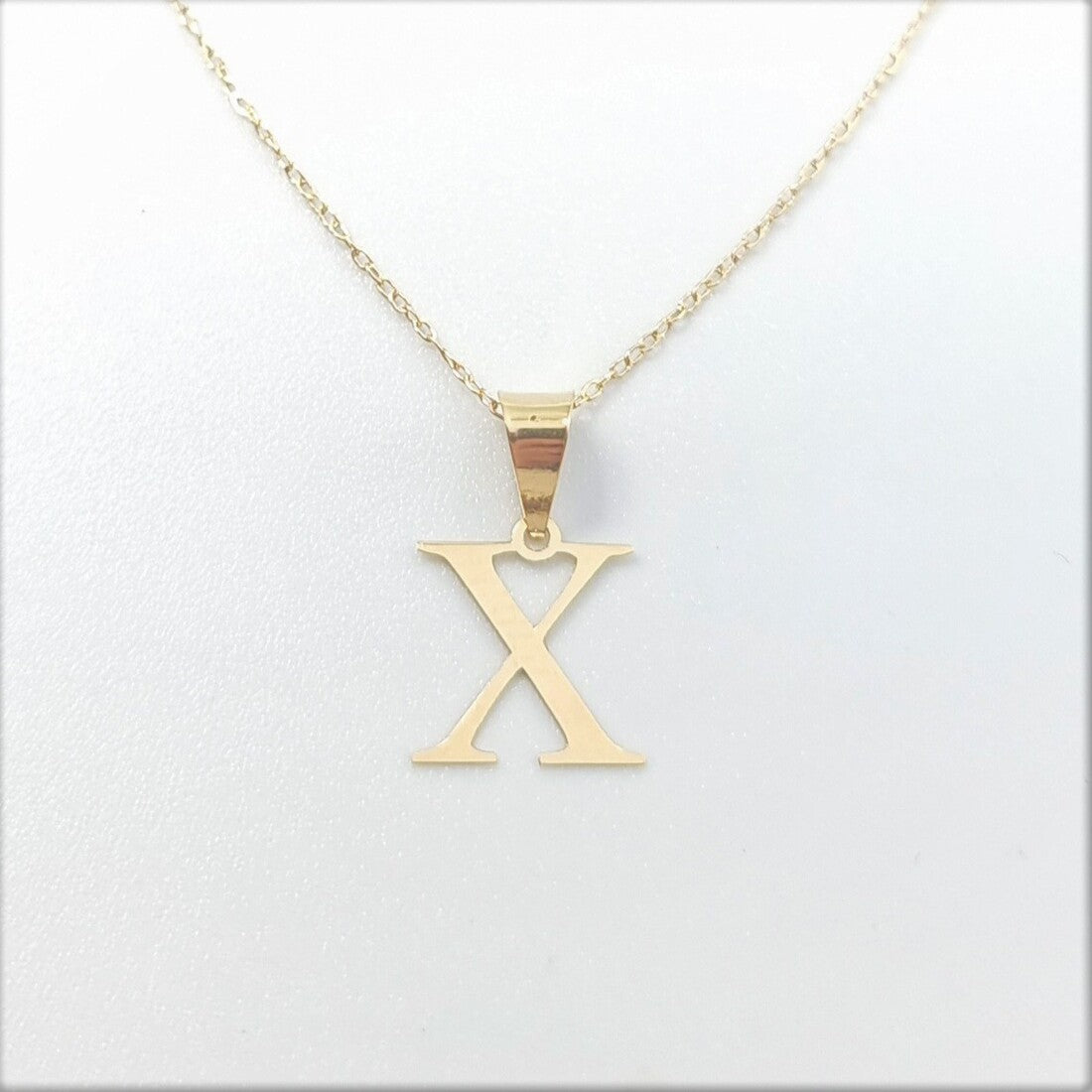 18K Pure Gold Letter X Necklace