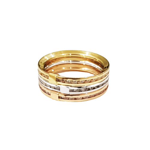 18K Pure Gold 3 layer Ring