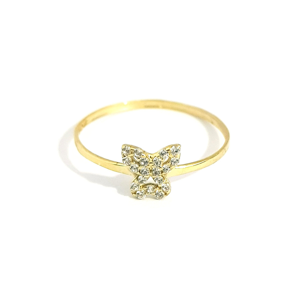 18K Pure Gold Butterfly Zircon Stone Design Ring