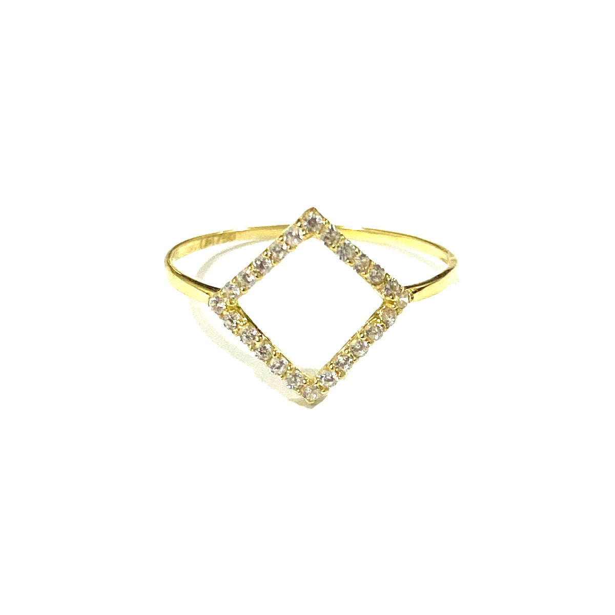 GR507_01- 18K Solid Gold Diamond Design w/ Zircon Stone