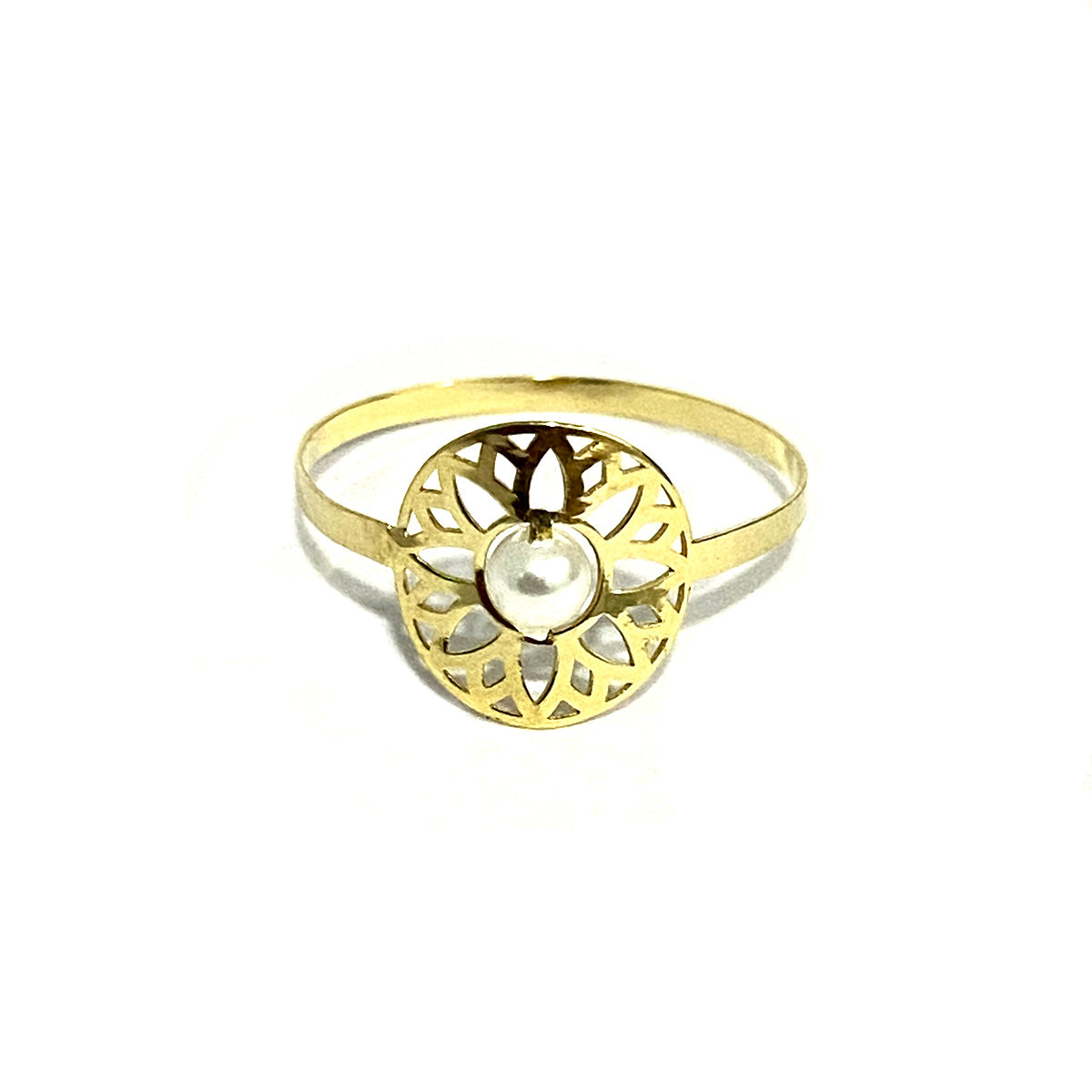 GR532_01 18K Solid Gold Elegant Flower w/ Zircon Stone Design Ring