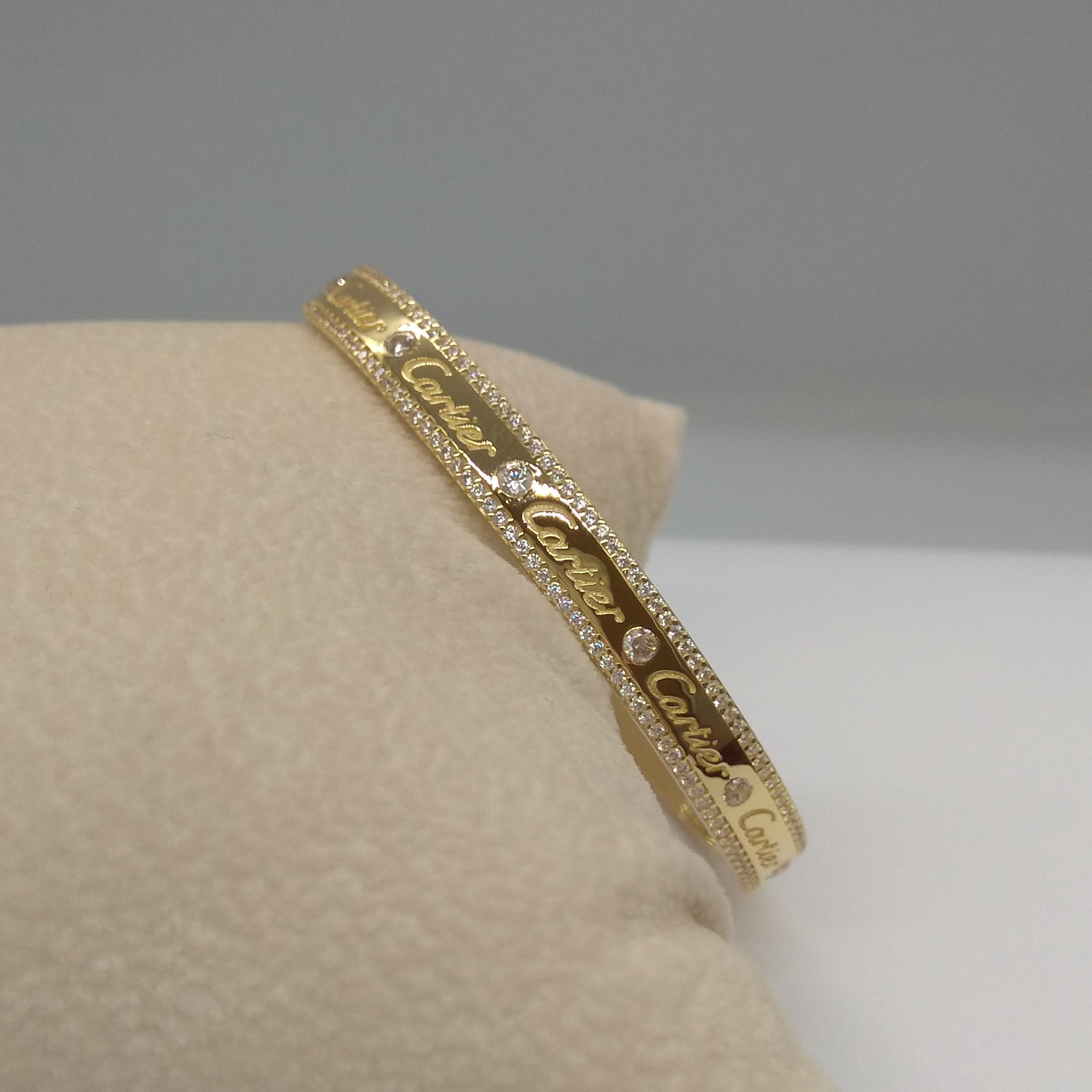 C R. Stone 18K Pure Gold C.R Stone Bangle – Tala Gold Collection