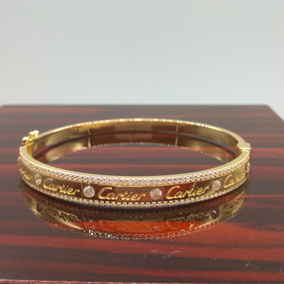 C R. Stone 18K Pure Gold C.R Stone Bangle