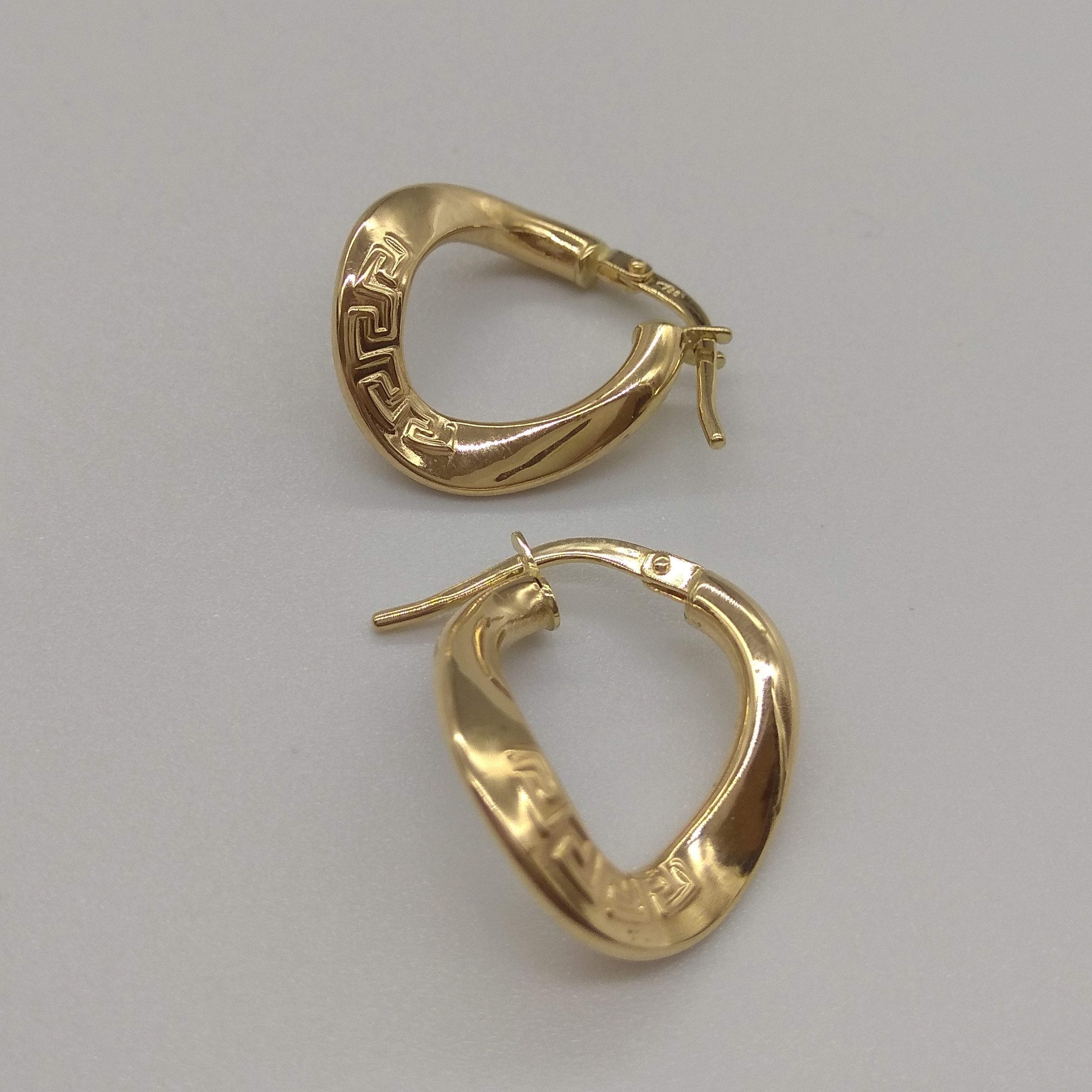 18K Pure Gold Twisted Oval Earring Set