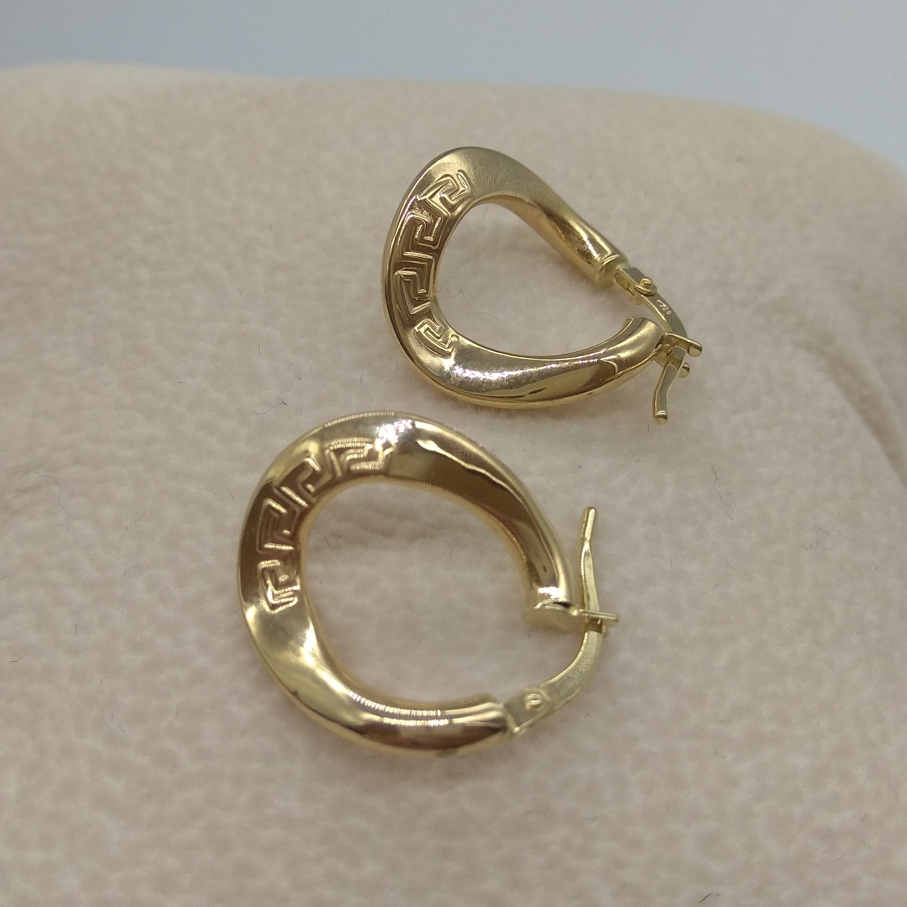 18K Pure Gold Twisted Oval Earring Set