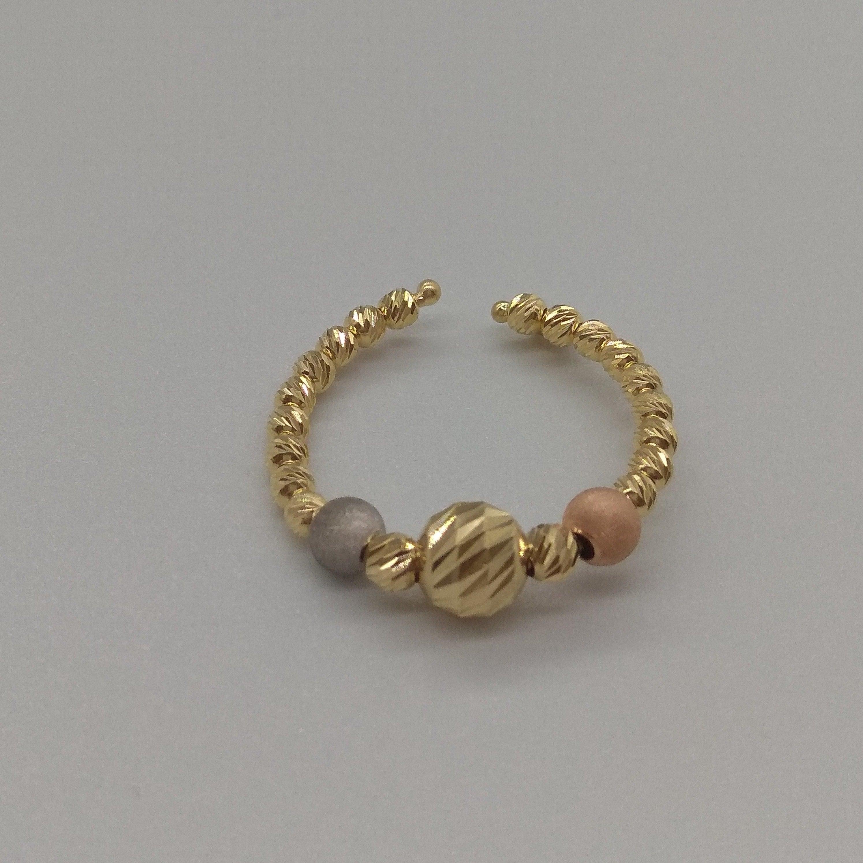 18K Pure Gold 3 Color Seed Ring