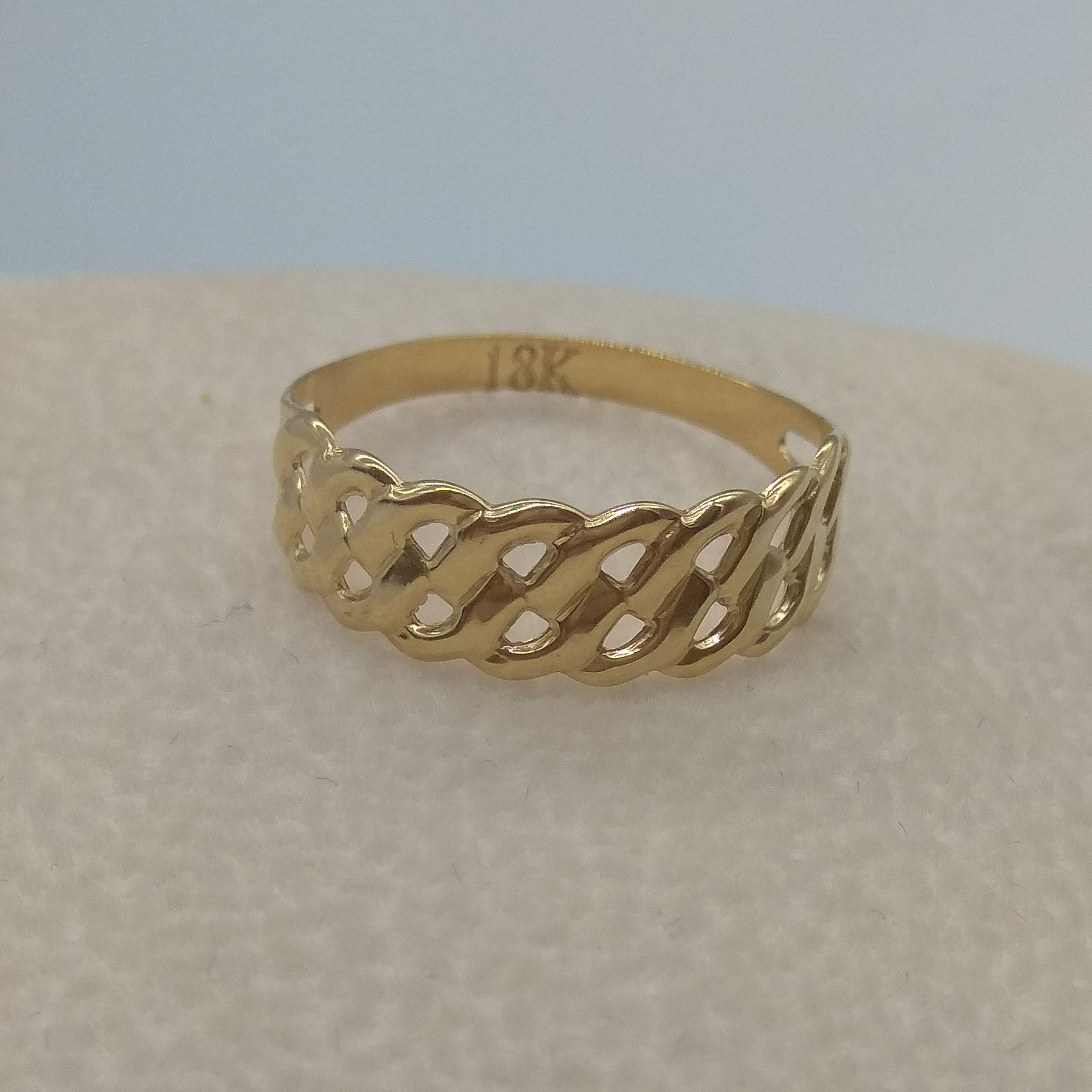 18K Pure Gold Net Ring