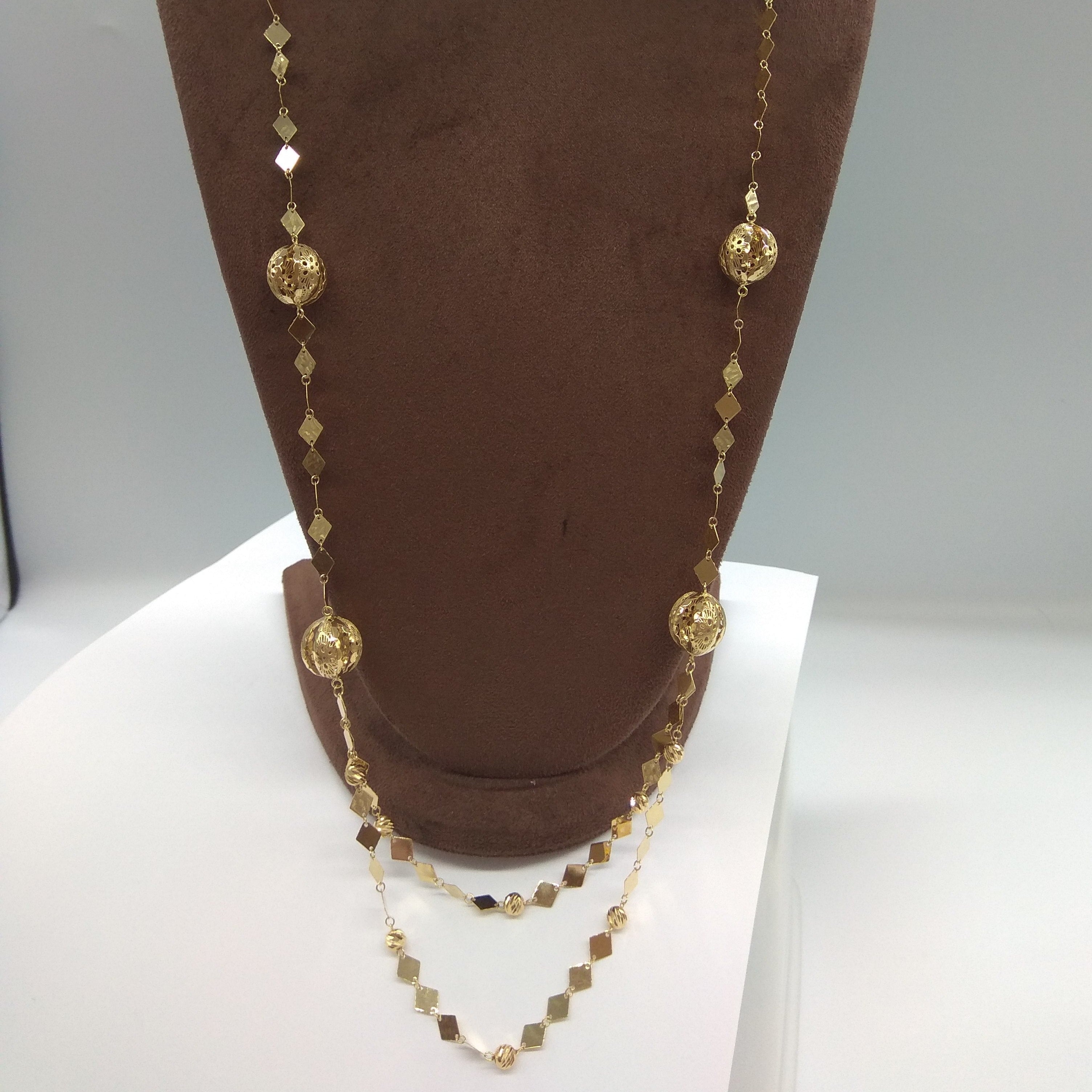 18K Pure Gold Elegant Long Necklace