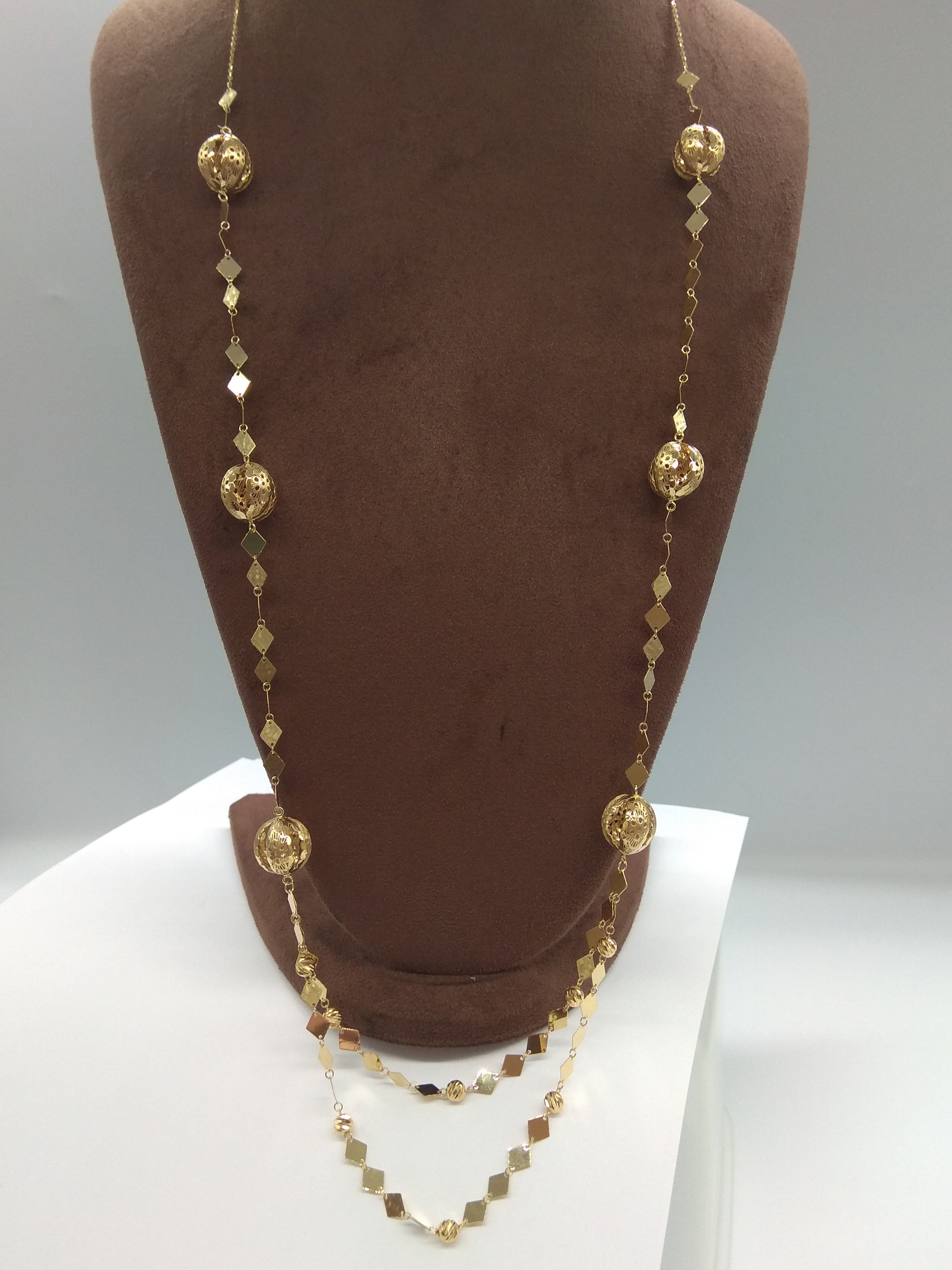 18K Pure Gold Elegant Long Necklace