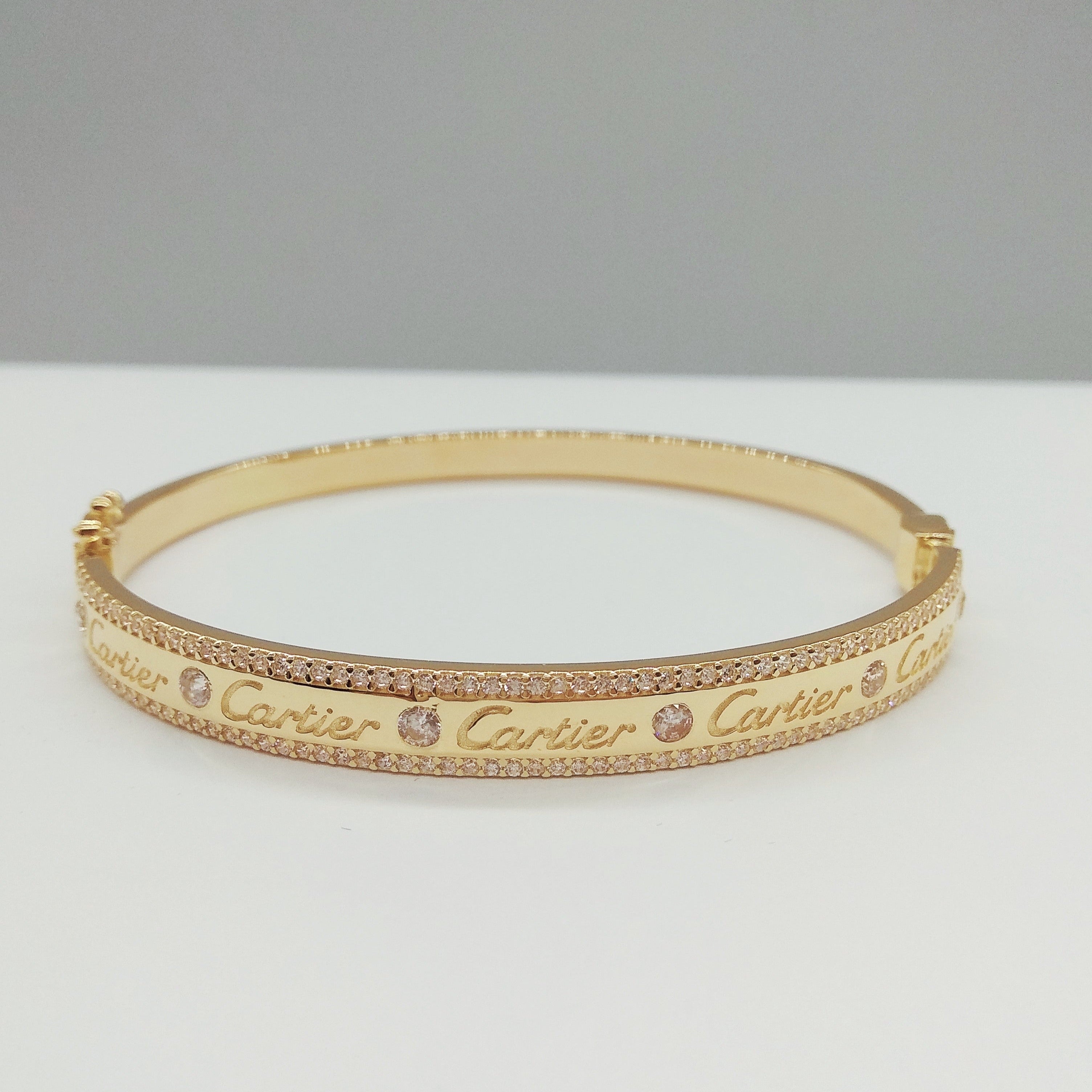 C R. Stone 18K Pure Gold C.R Stone Bangle