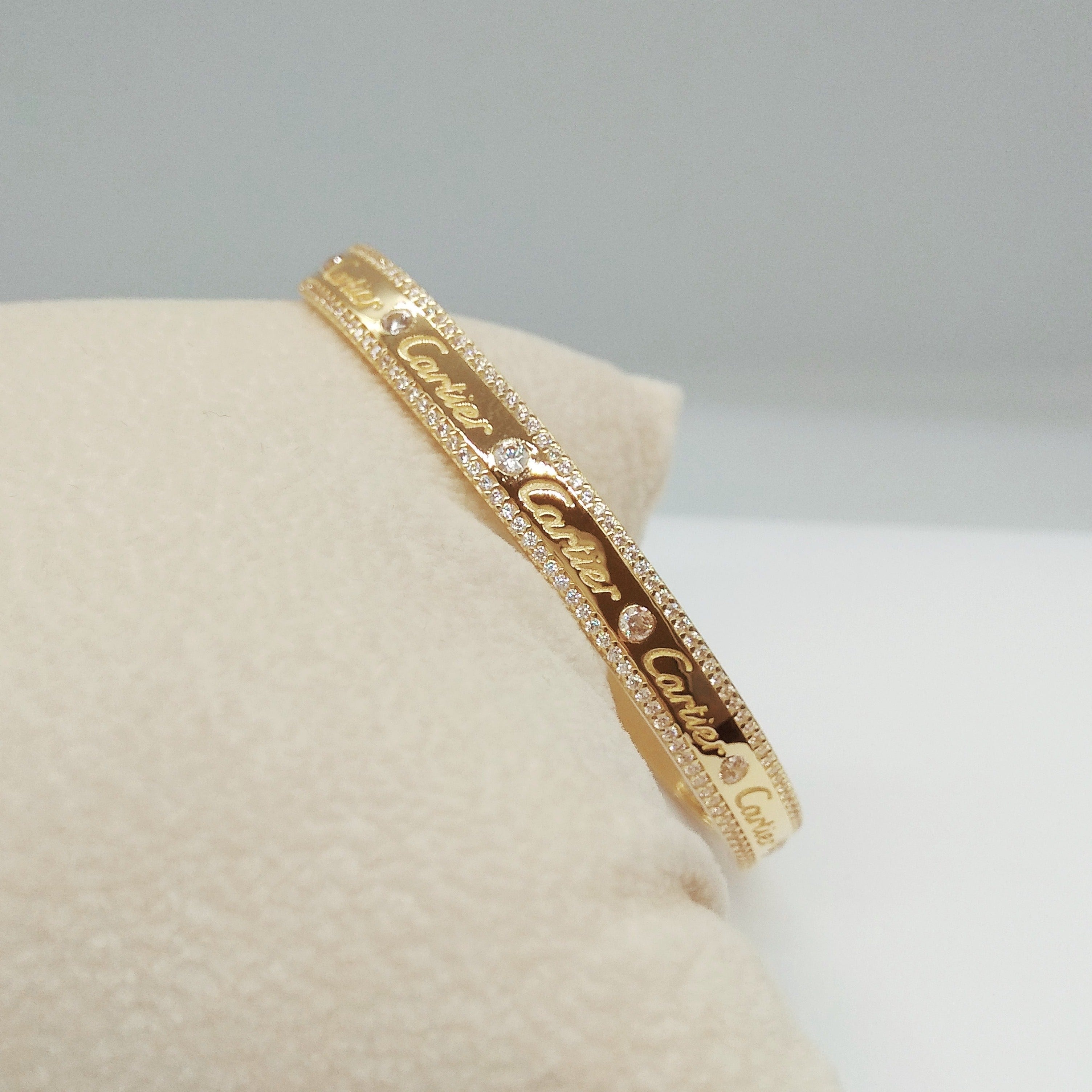 C R. Stone 18K Pure Gold C.R Stone Bangle