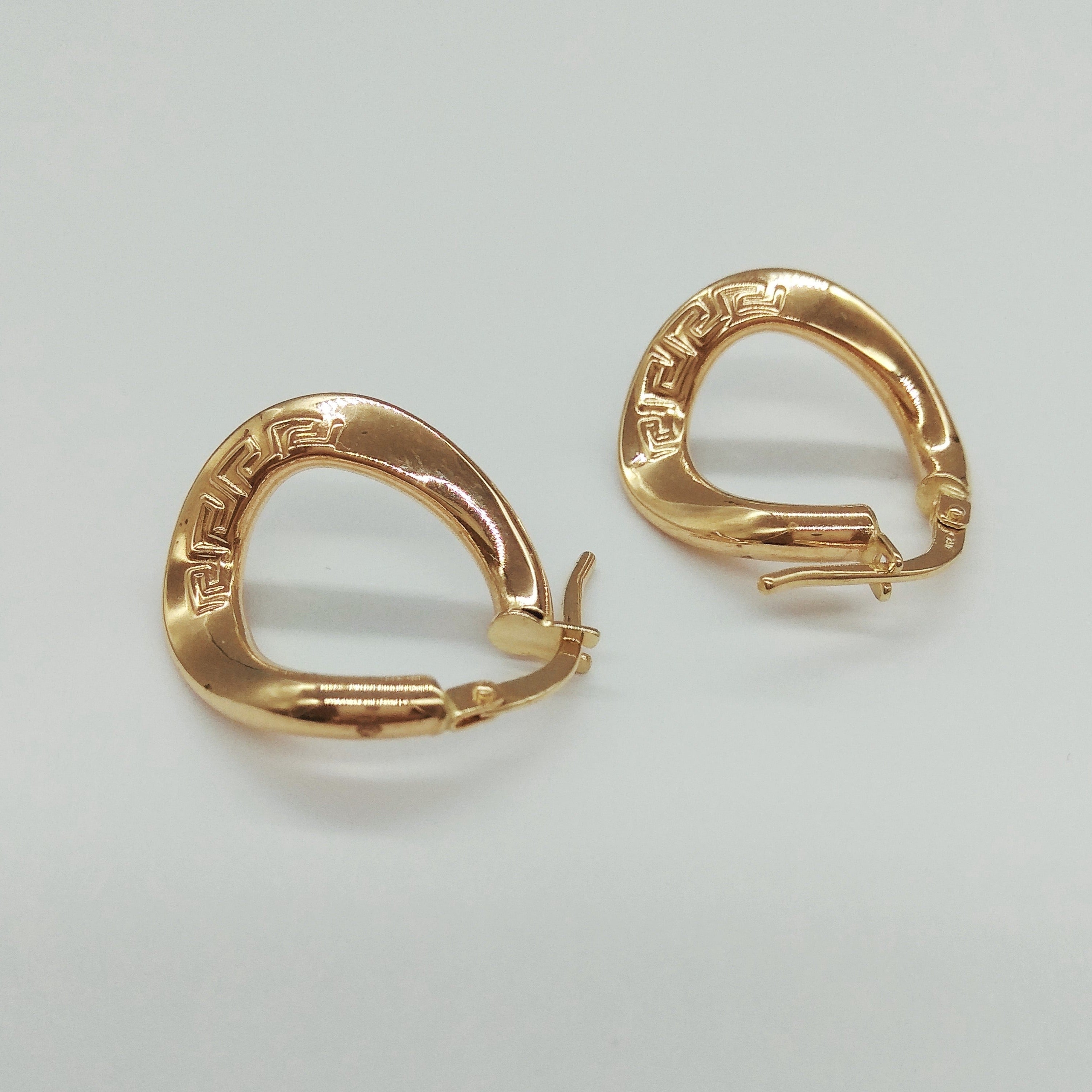 18K Pure Gold Twisted Oval Earring Set