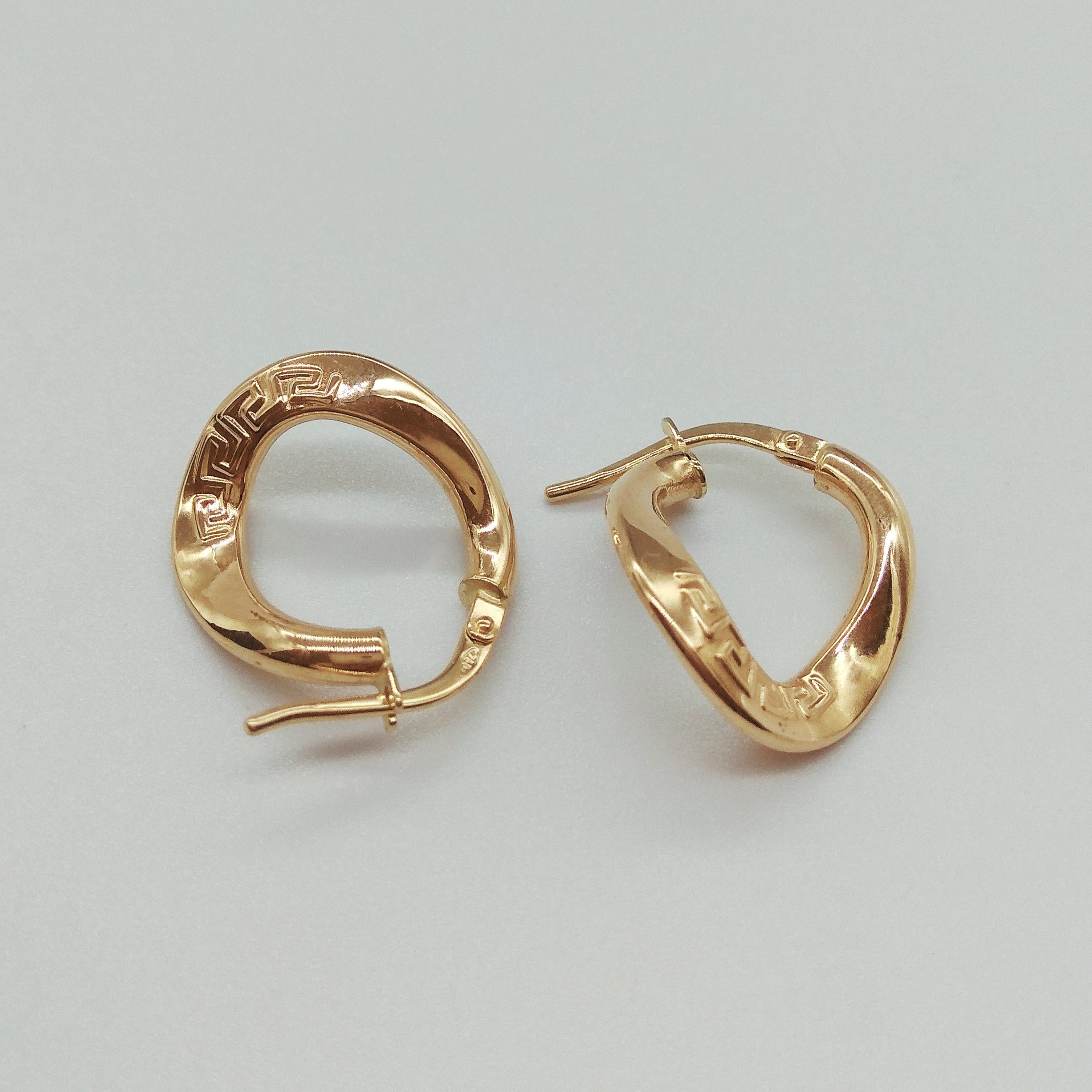 18K Pure Gold Twisted Oval Earring Set