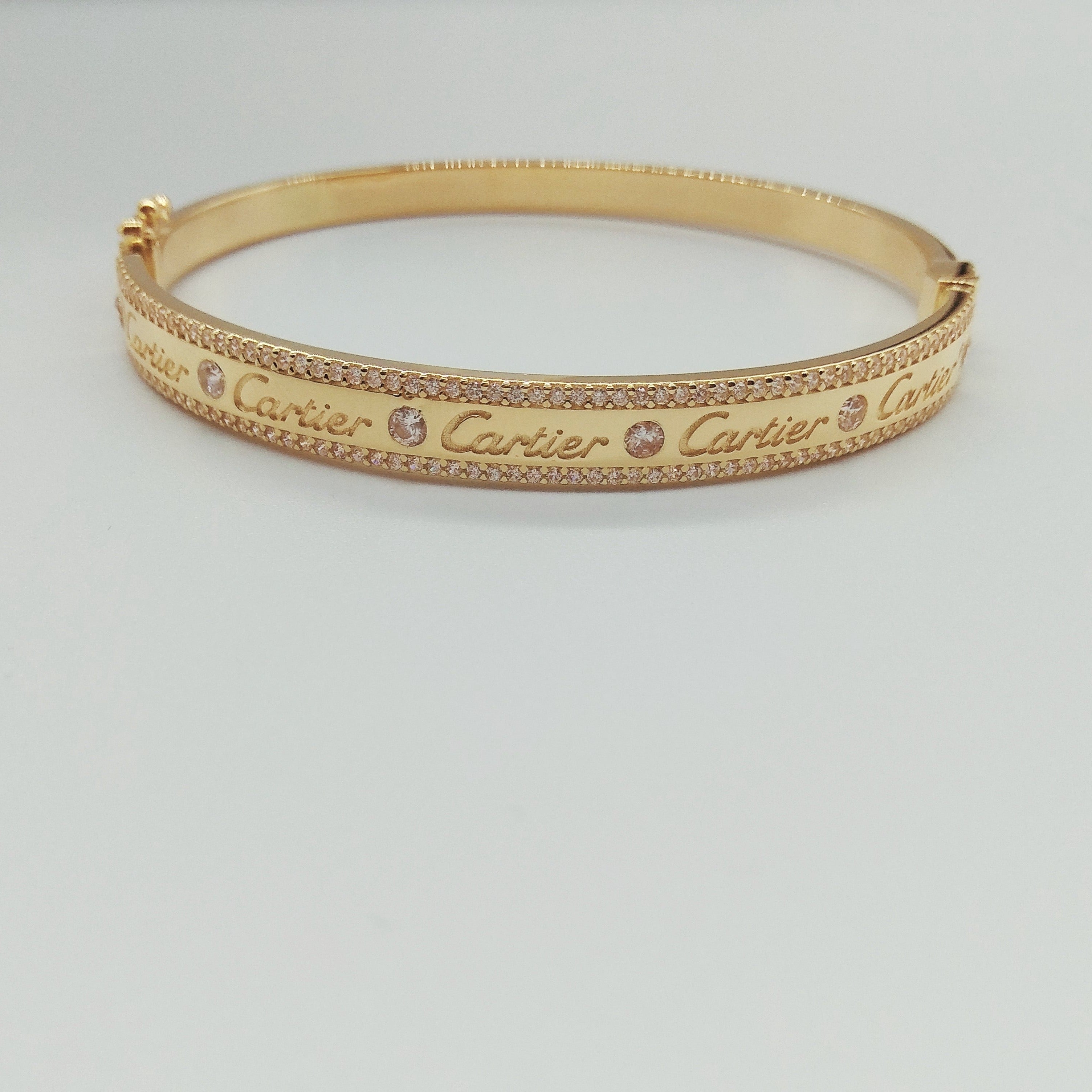 C R. Stone 18K Pure Gold C.R Stone Bangle