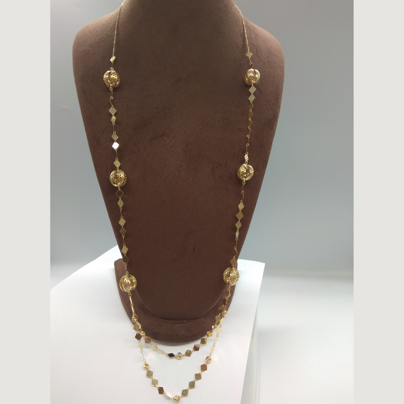 18K Pure Gold Elegant Long Necklace